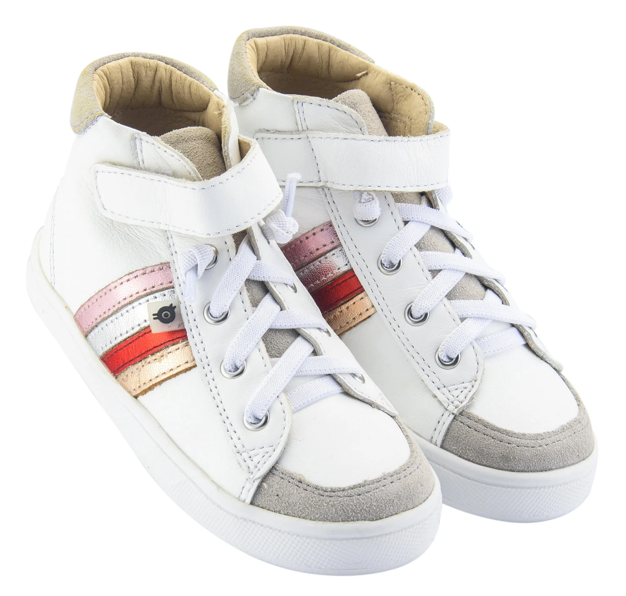 Old Soles Girl's High-Top-RB Leather Sneakers, Snow/Copper sleek walk