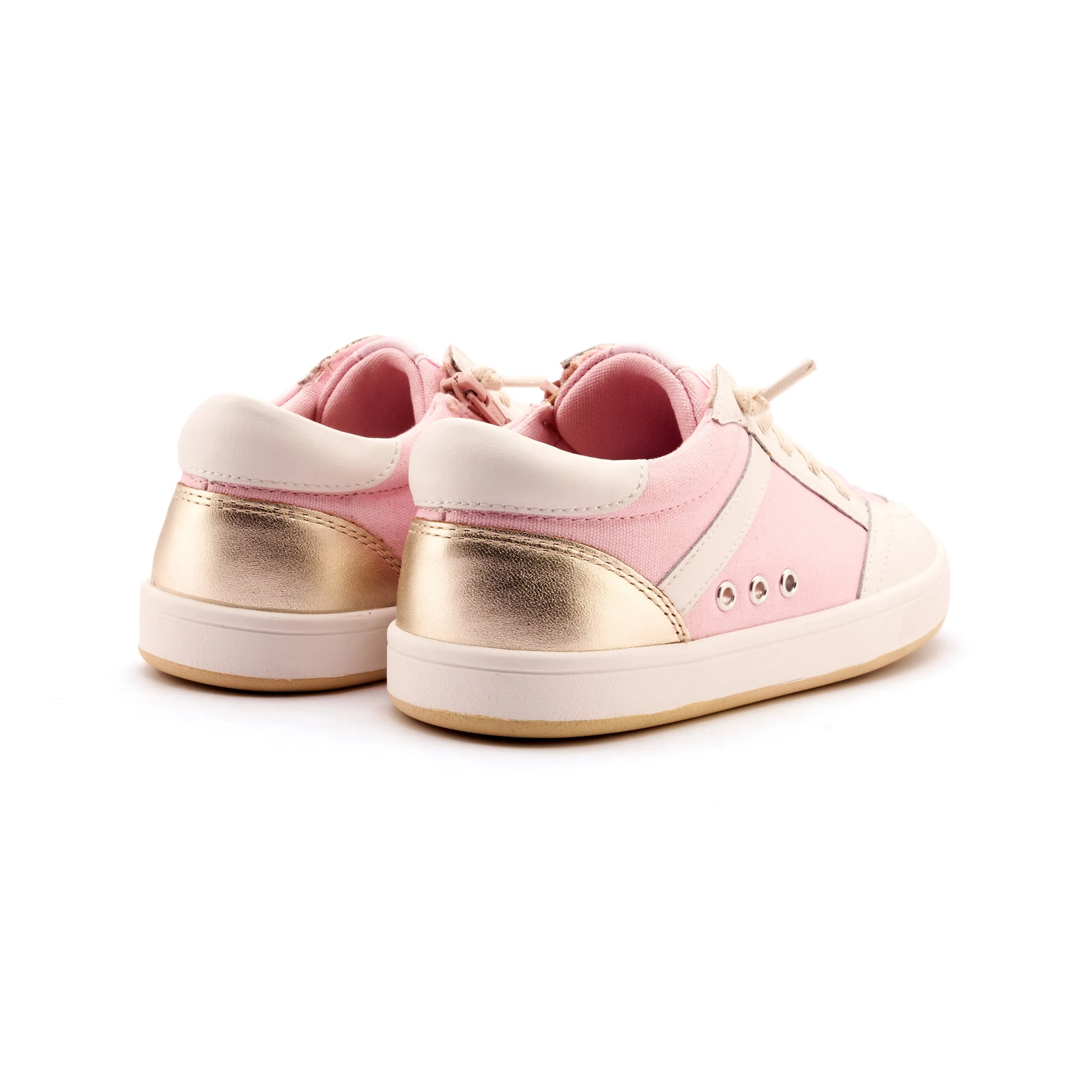 Old Soles Girl's Jet Casual Shoes - Light Pink Canvas / Snow / Gold easy walk
