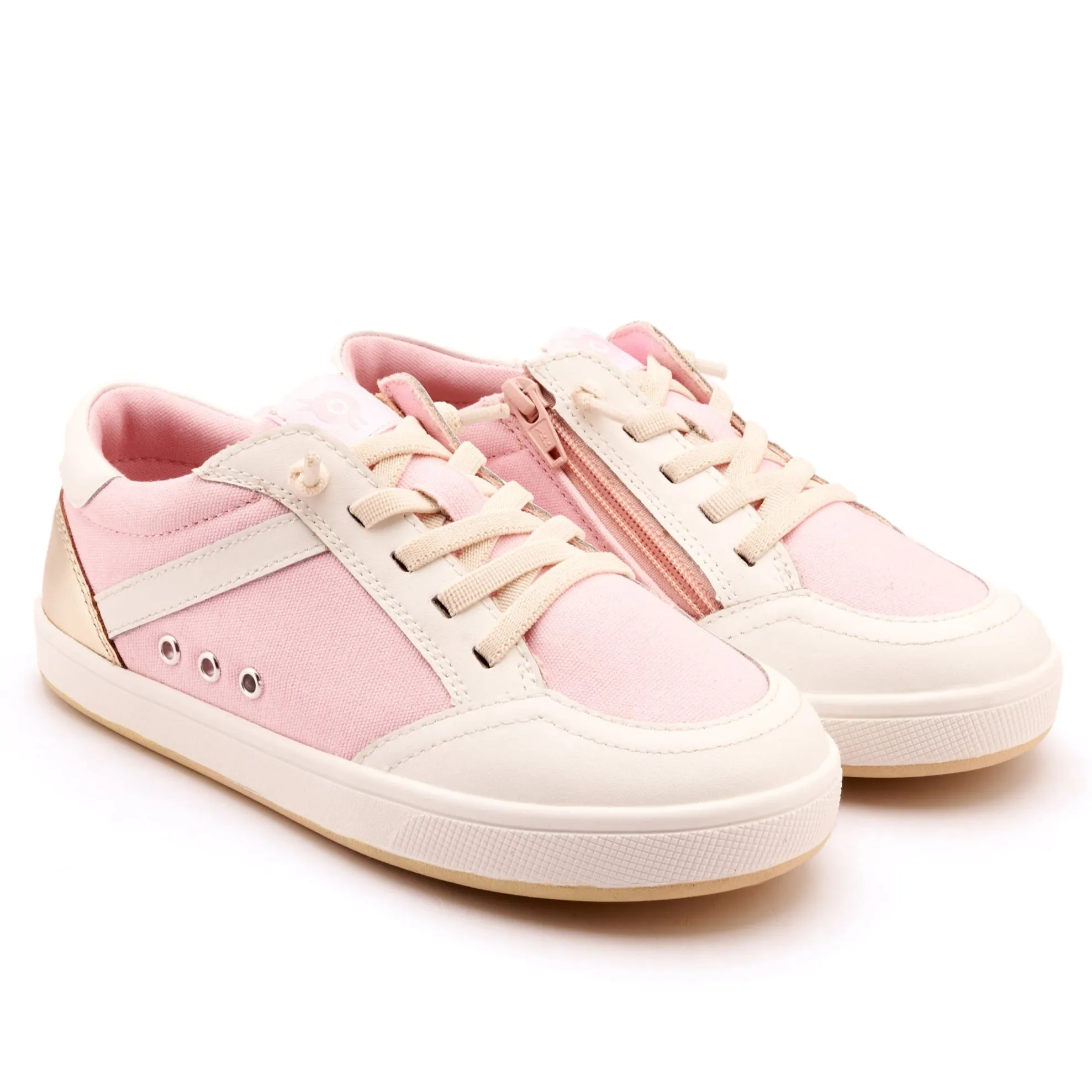 Old Soles Girl's Jet Casual Shoes - Light Pink Canvas / Snow / Gold flexible fit