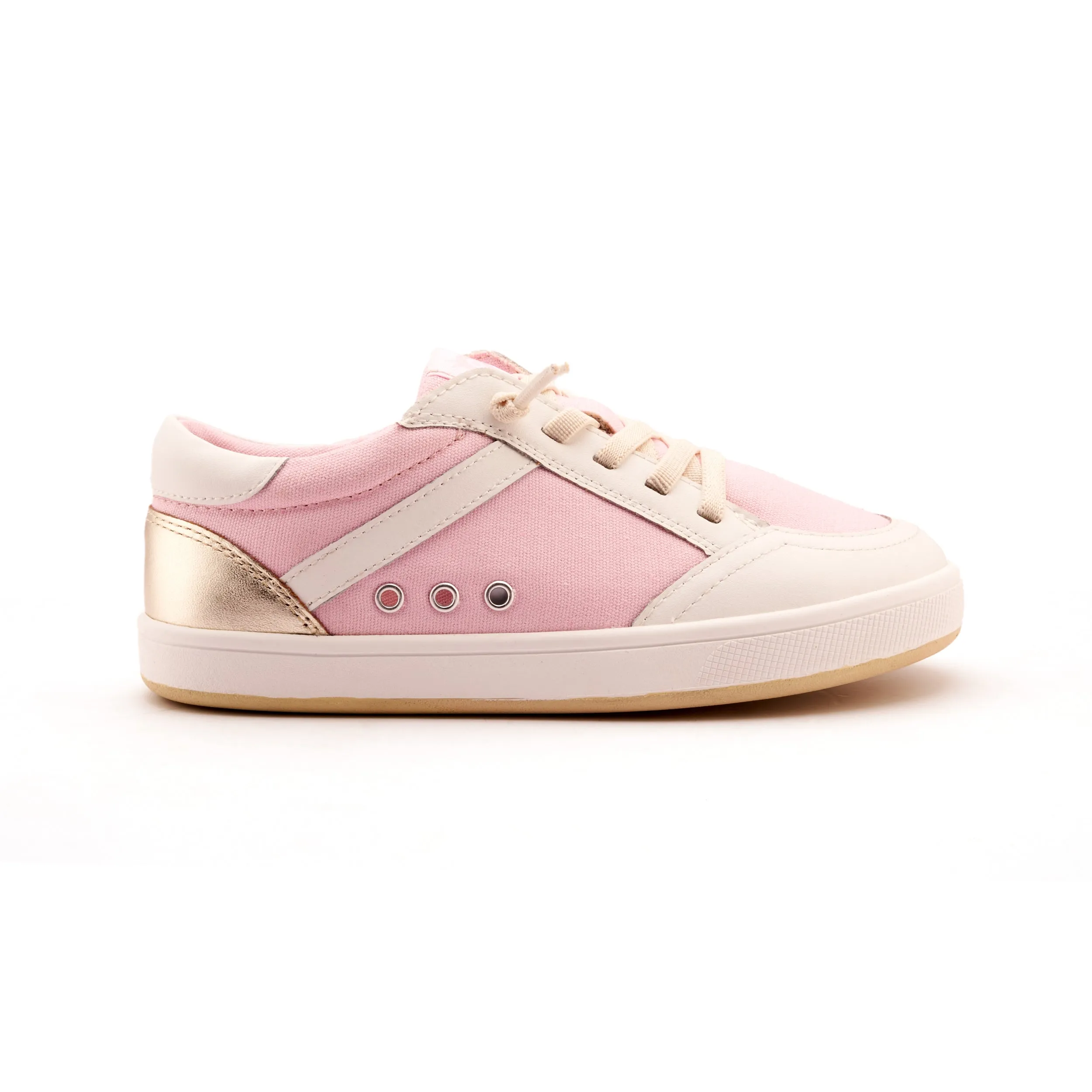 Old Soles Girl's Jet Casual Shoes - Light Pink Canvas / Snow / Gold style boost