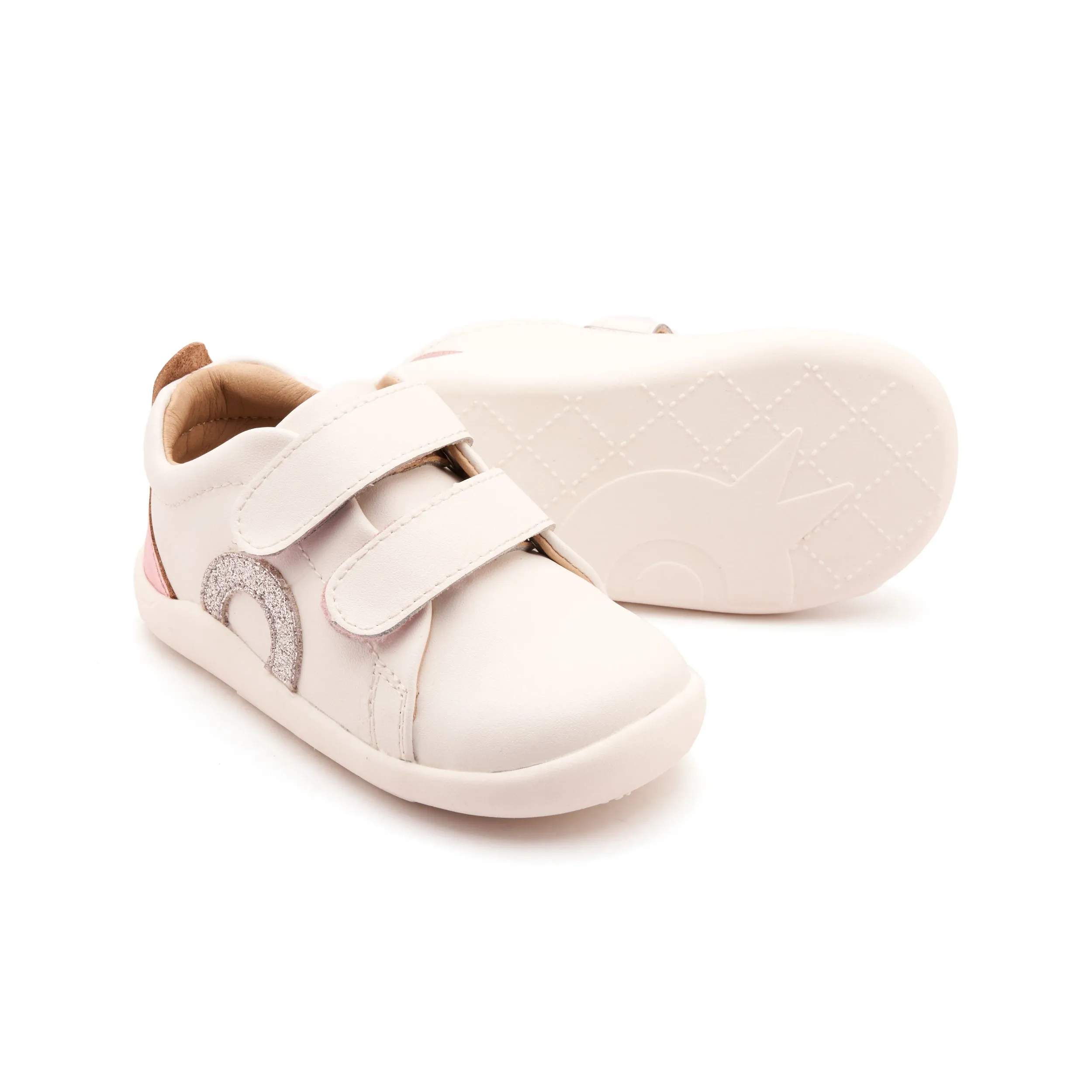 Old Soles Girl's Little O - Tot Casual Shoes - Snow / Glam Argent / Pink Frost soft base