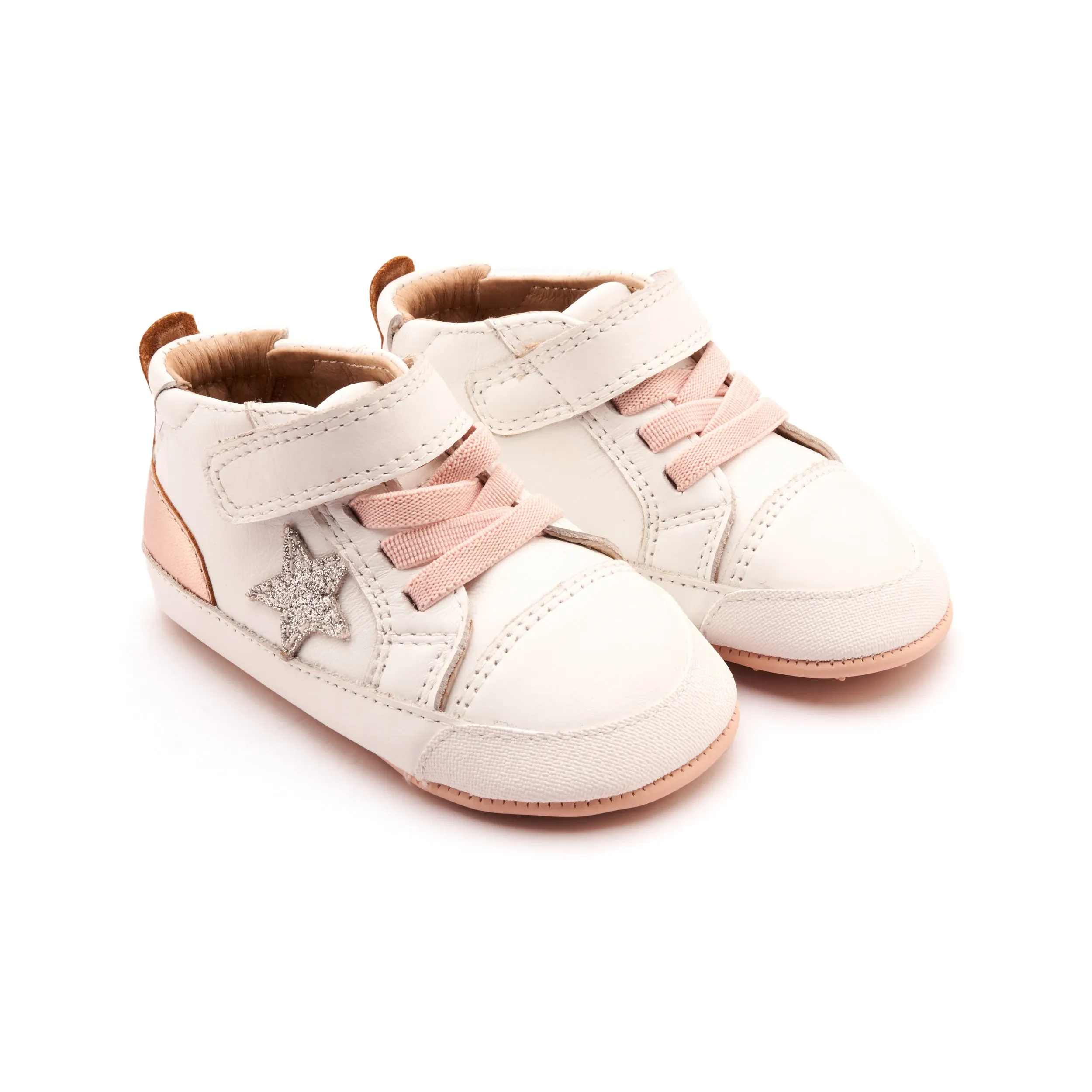 Old Soles Girl's Platinum Bub Casual Shoes - Snow / Glam Argent / Copper vibe path