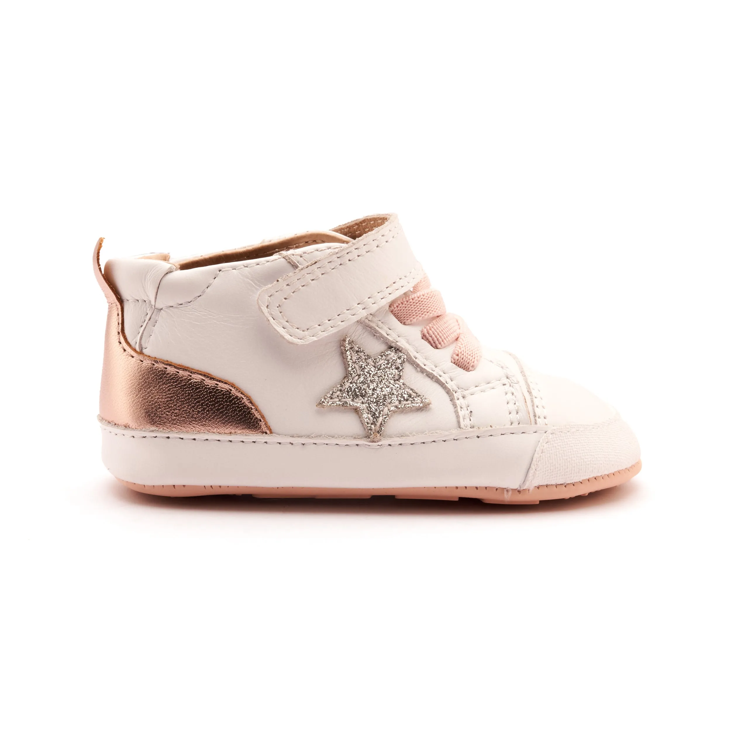 Old Soles Girl's Platinum Bub Casual Shoes - Snow / Glam Argent / Copper move style