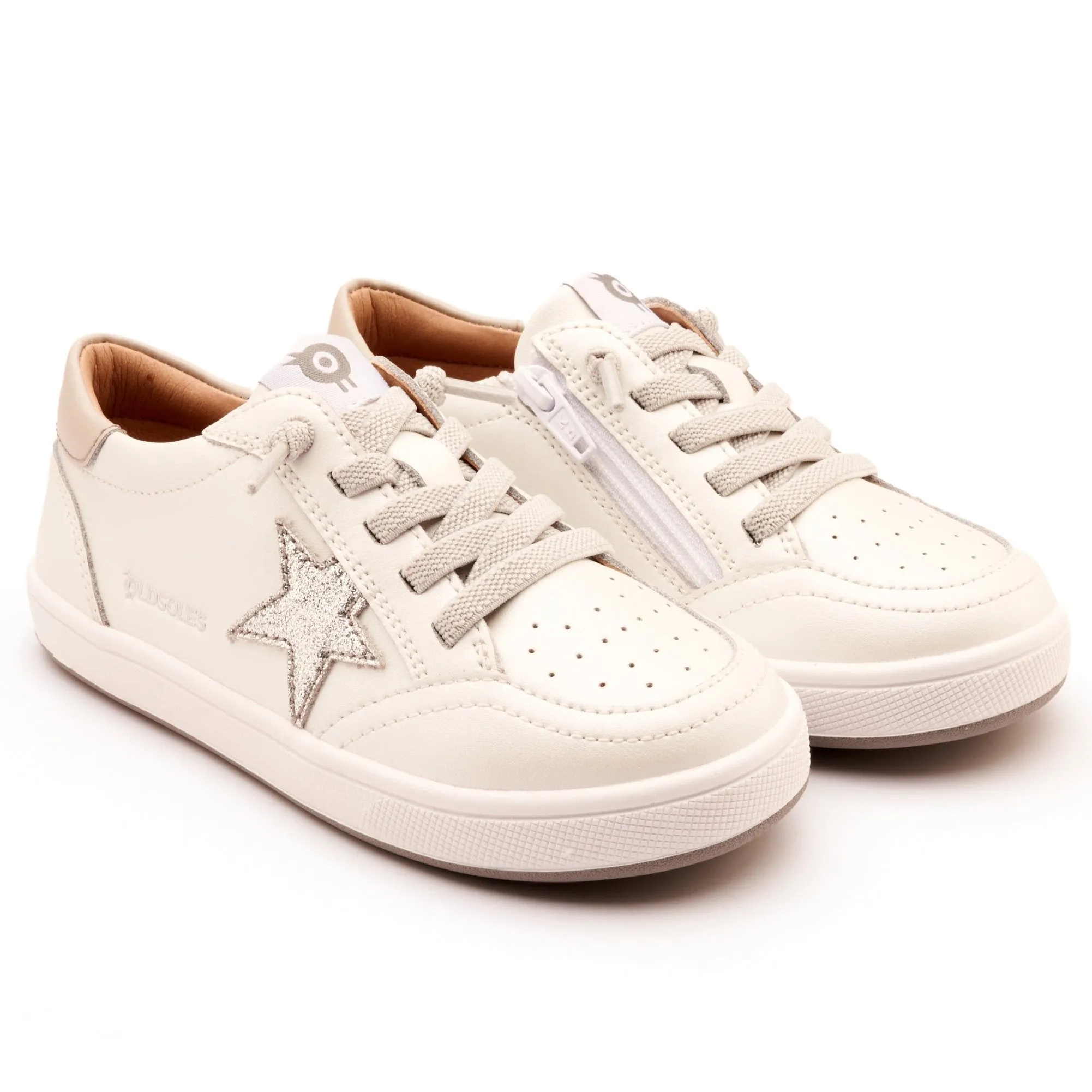 Old Soles Girl's Platinum Runner Casual Shoes - Nacardo Blanco / Gris / Glam Argent shift mode