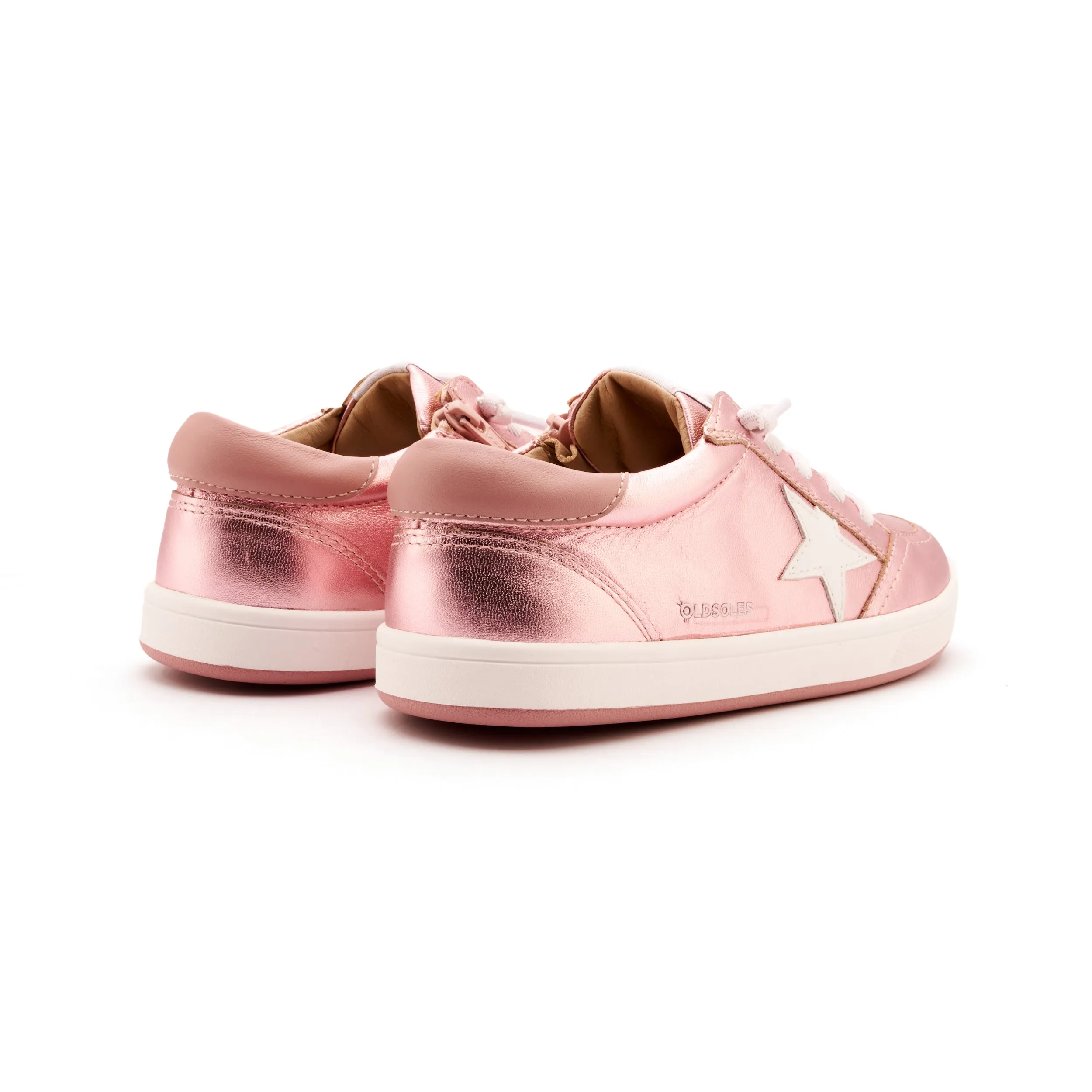 Old Soles Girl's Platinum Runner Casual Shoes - Pink Frost / Snow / Kiss fit busy