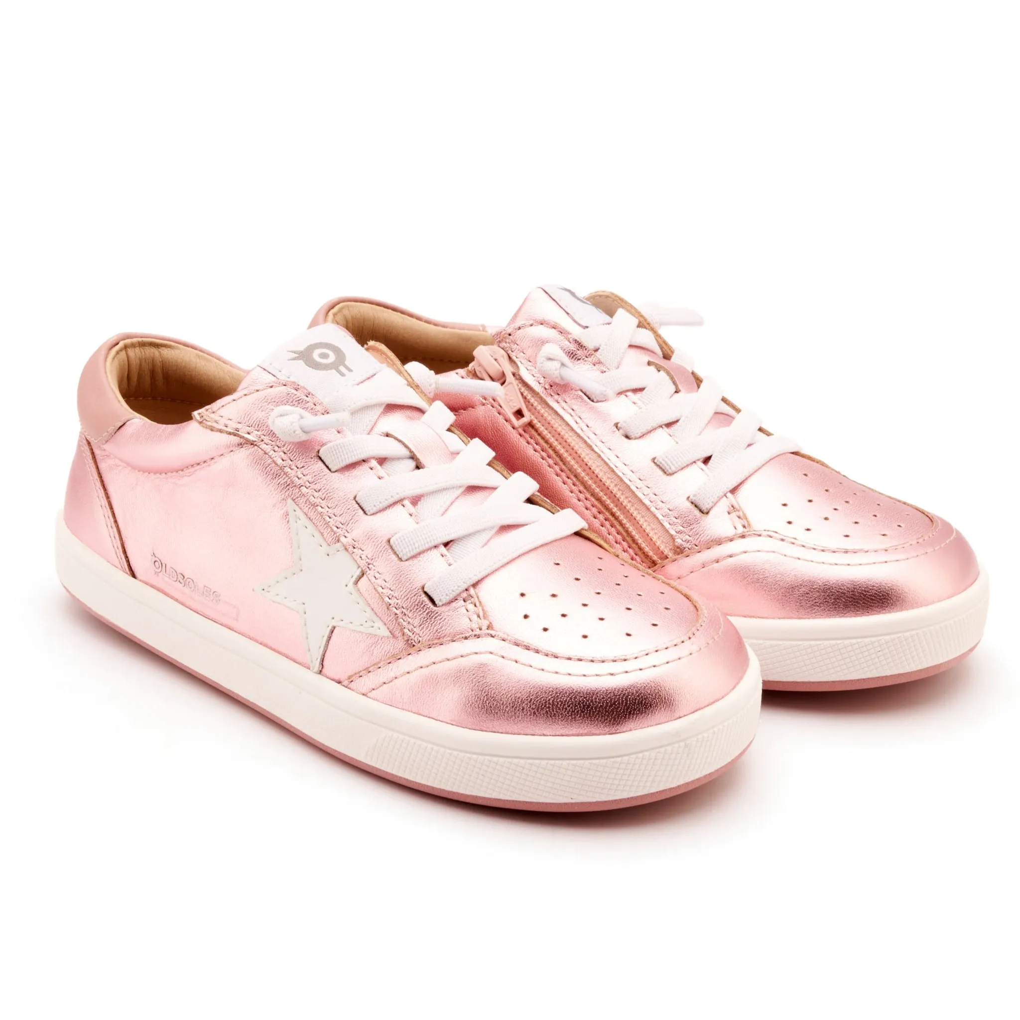 Old Soles Girl's Platinum Runner Casual Shoes - Pink Frost / Snow / Kiss soft edge