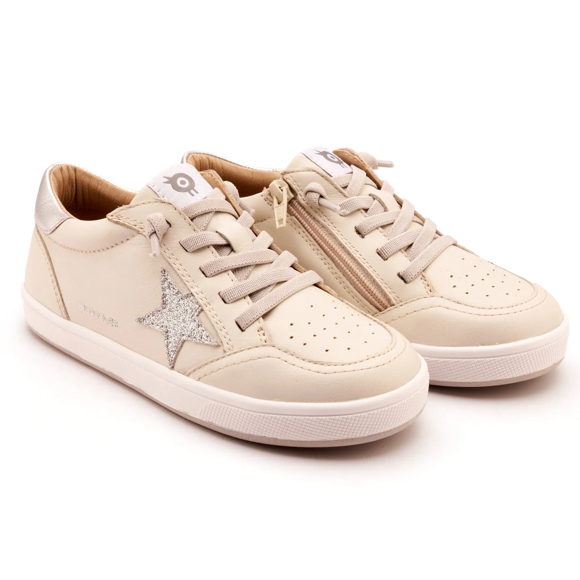 Old Soles Girl's Platinum Runner Casual Shoes - Vanilla / Glam Argent / Silver fit teens