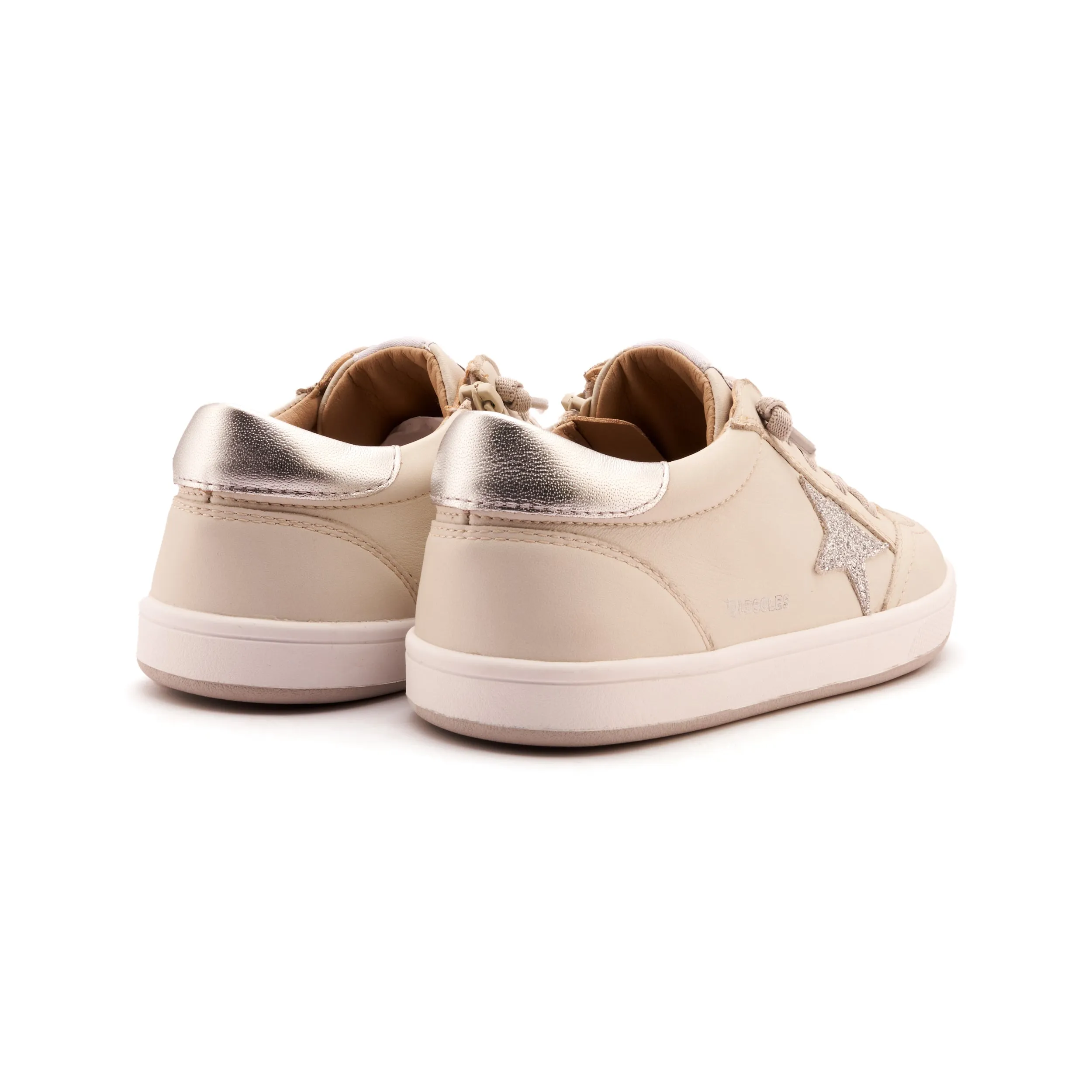 Old Soles Girl's Platinum Runner Casual Shoes - Vanilla / Glam Argent / Silver vibe relax