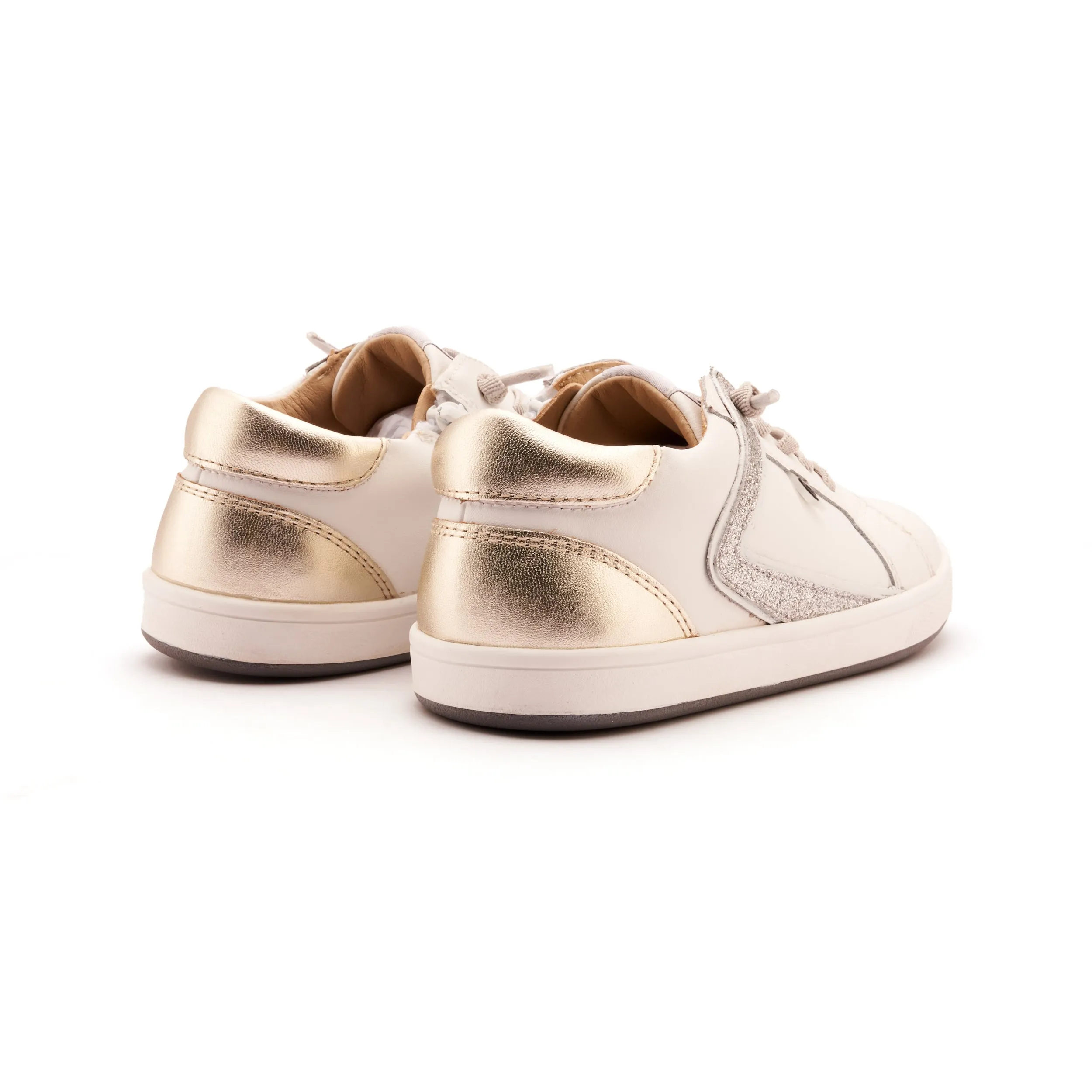Old Soles Girl's Sash Runner Casual Shoes - Snow / Gold / Glam Argent comfy edge