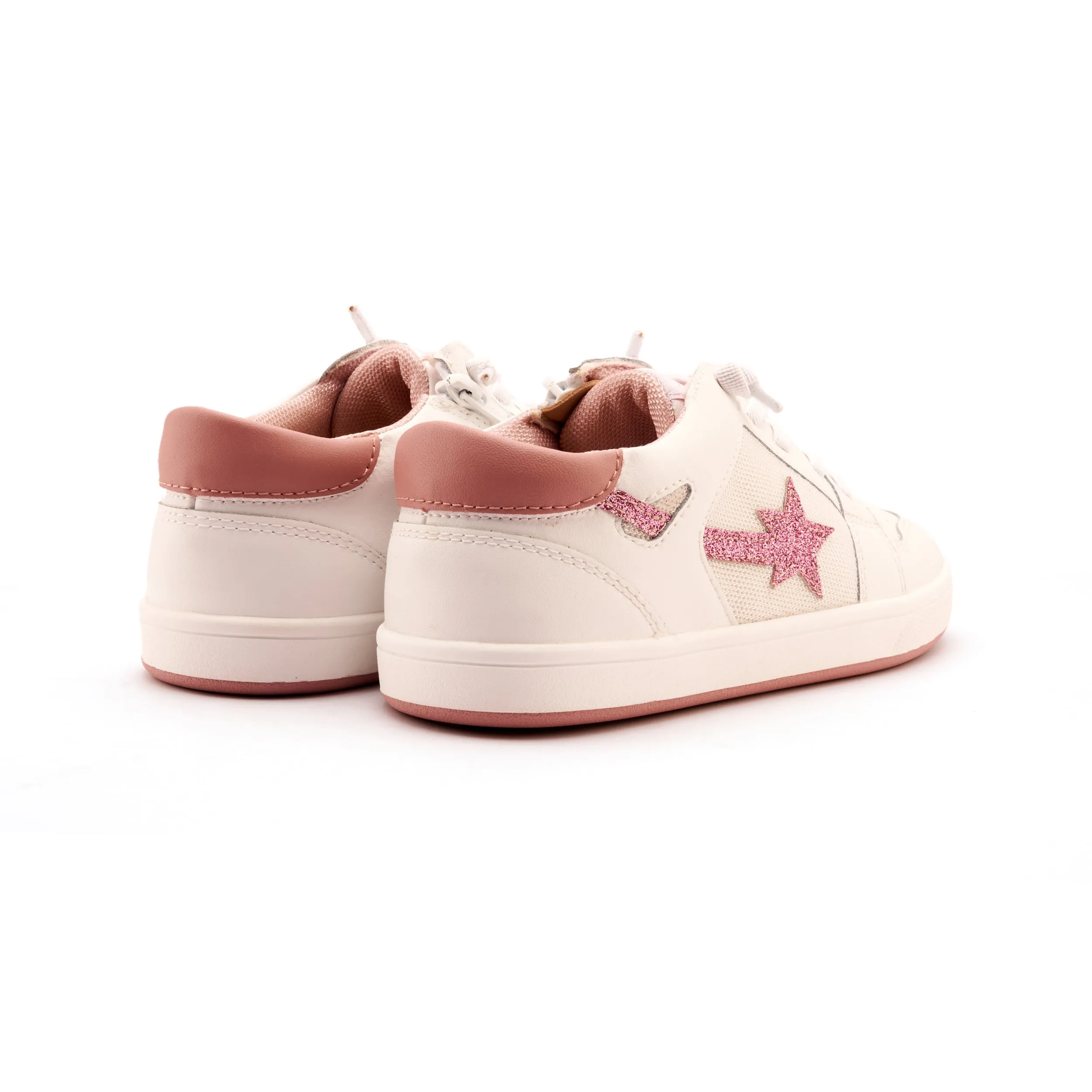 Old Soles Girl's Star Runner Casual Shoes - Snow / Glam Pink / Kiss / Light Pink trend touch