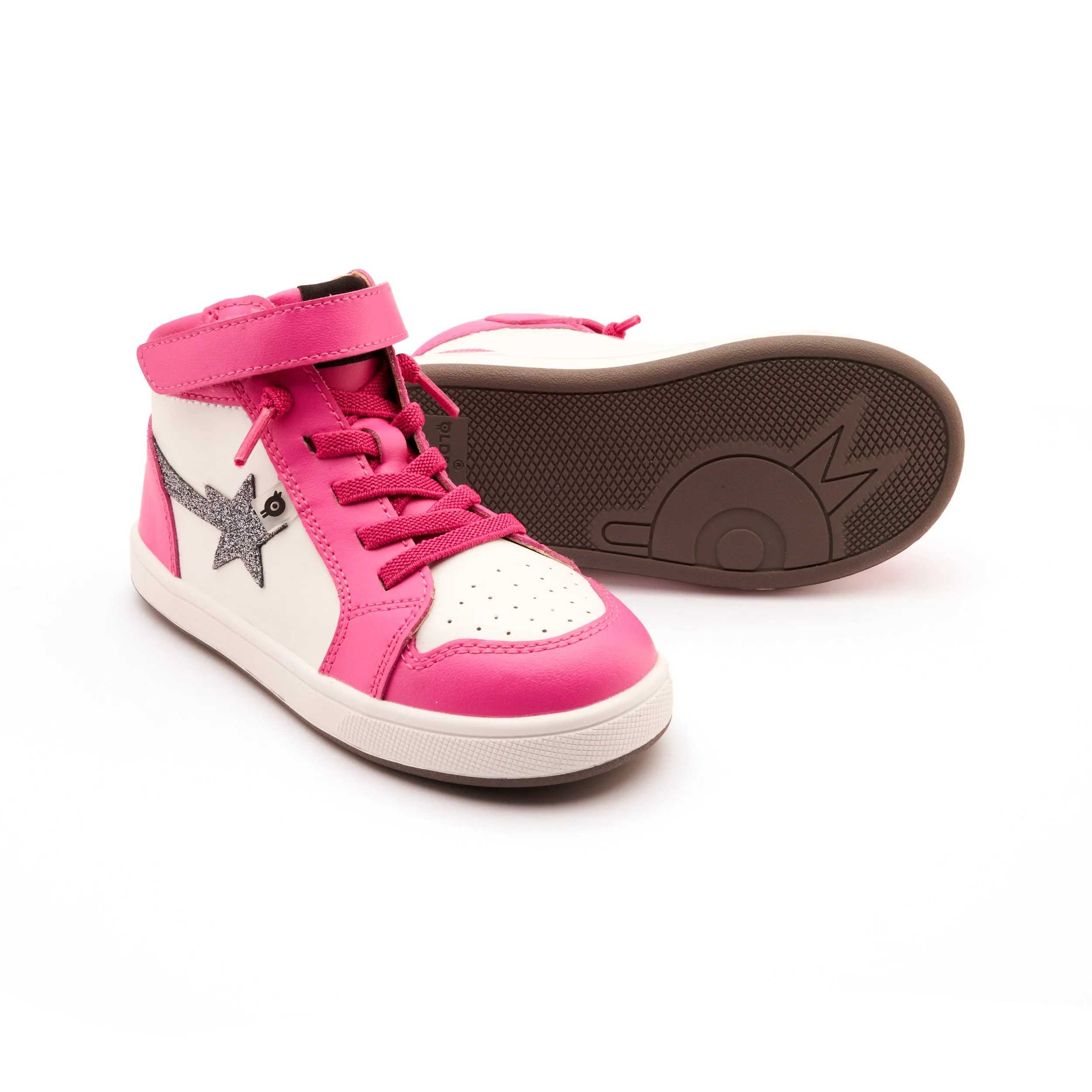 Old Soles Girl's Team-Star Casual Shoes - Rosy / Snow / Glam Gunmetal walk vibe