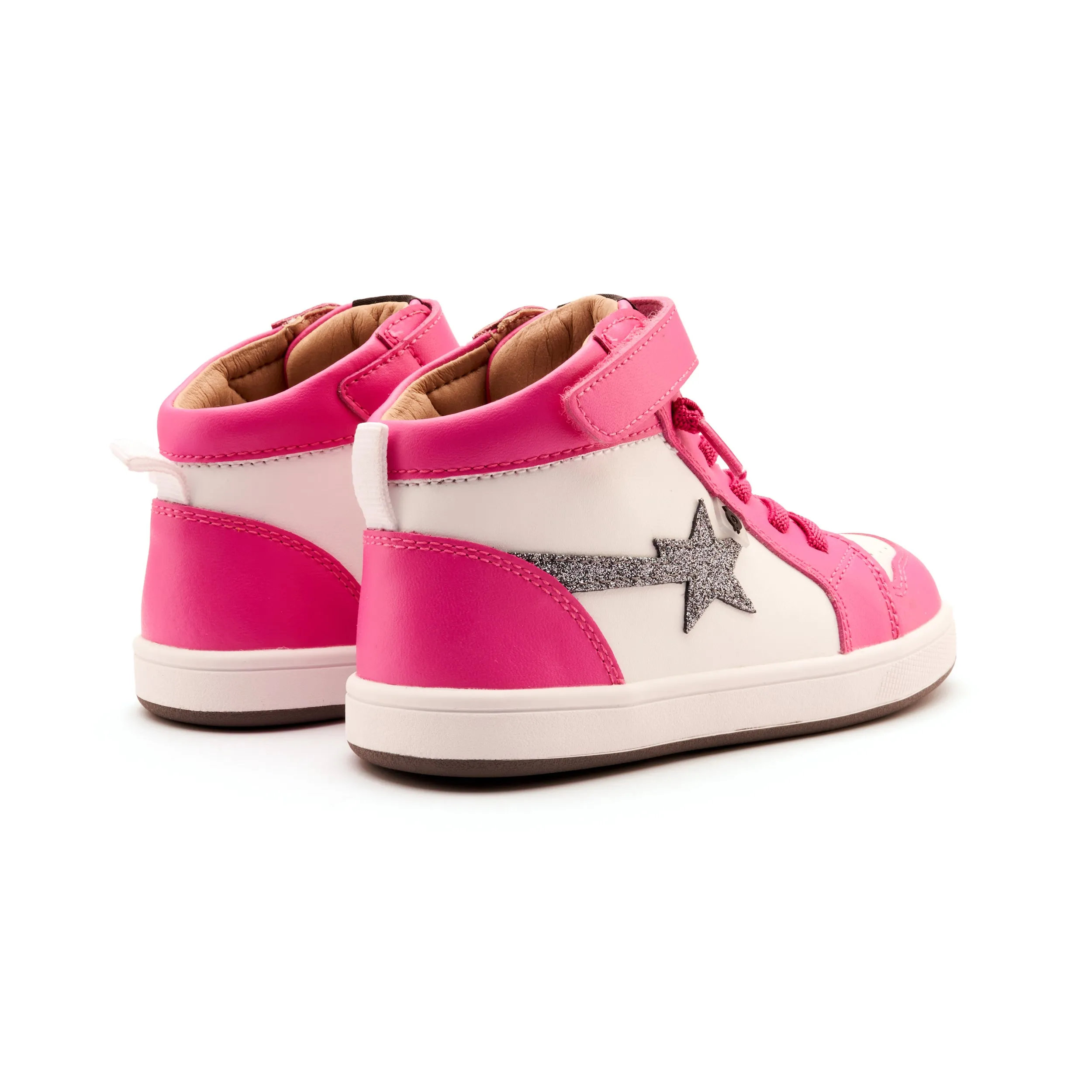 Old Soles Girl's Team-Star Casual Shoes - Rosy / Snow / Glam Gunmetal soft base