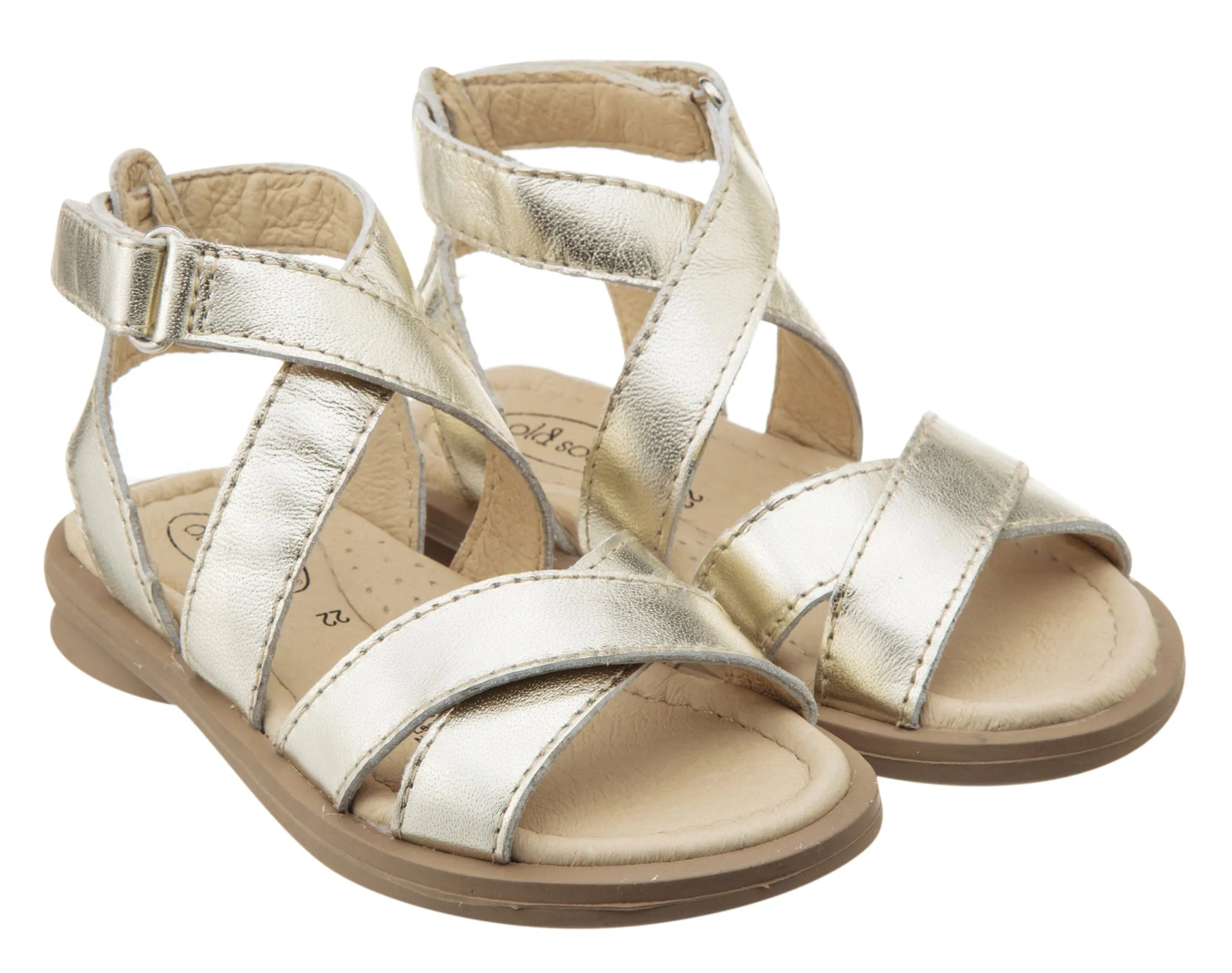 Old Soles Girl's Urban Leather Sandals, Gold Lounge Style