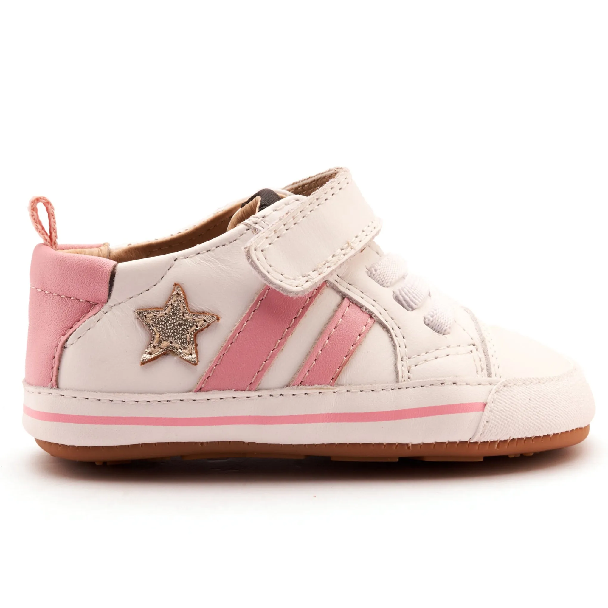 Old Soles Girl's Wos Baby Casual Shoes - Snow / Gold / Pearlised Pink walk smart
