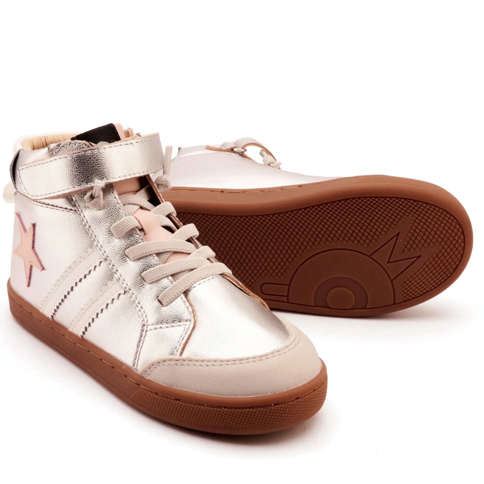 Old Soles Girl's WOS High Top Casual Shoes - Silver / Dalia / Snow fit ease