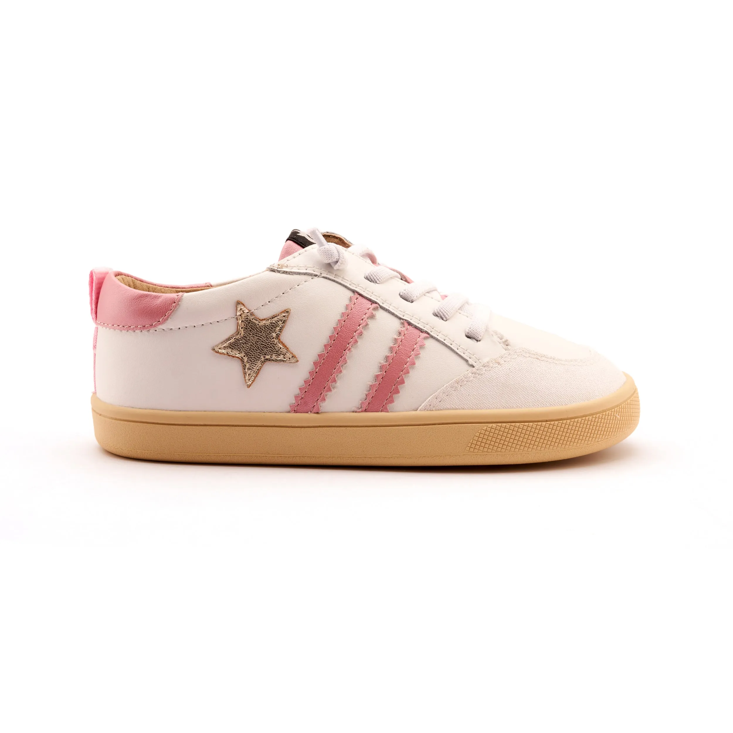 Old Soles Girl's WOS Runner Casual Shoes - Snow / Gold / Pearlised Pink easy vibe