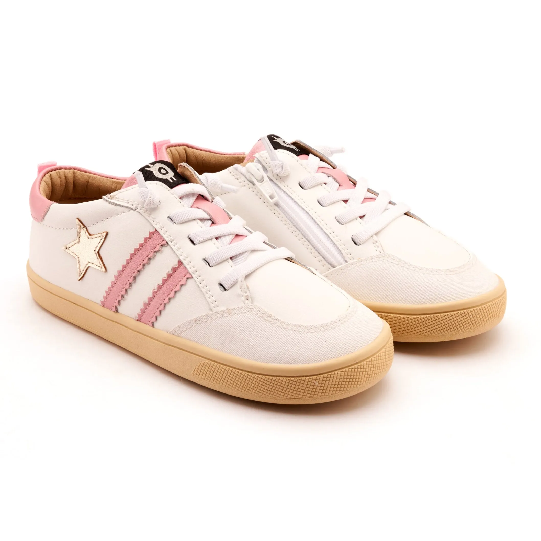 Old Soles Girl's WOS Runner Casual Shoes - Snow / Gold / Pearlised Pink cozy move