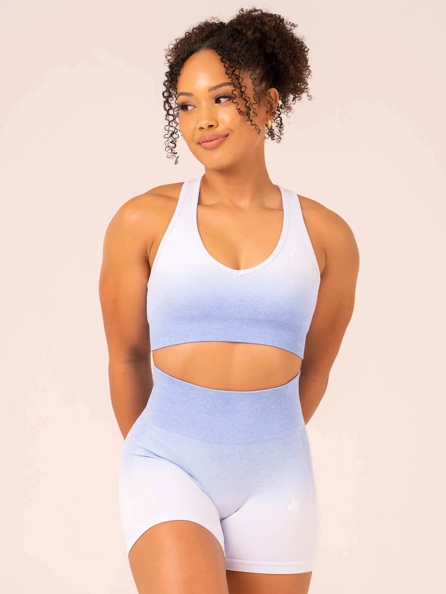 Ombre Seamless Sports Bra - Cornflower Blue Ombre Stretch Adjust