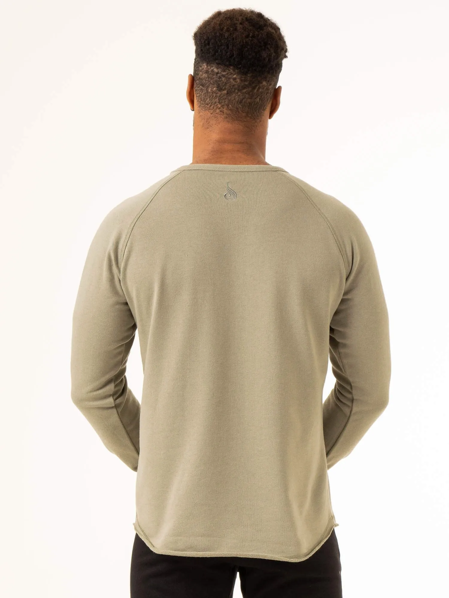 Overdrive Crew Neck - Sage Green fleece lining