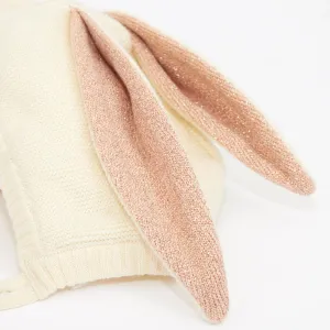 Peach Sparkle Bunny Baby  Bonnet laidback feel