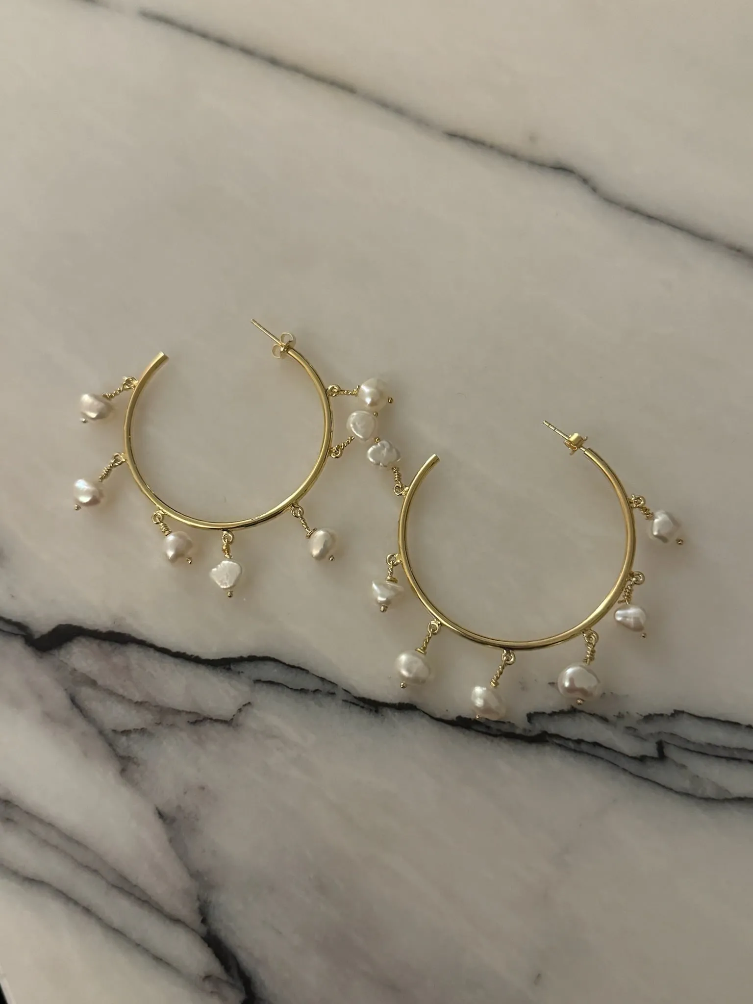 Pearl Hoop Earrings tribal vibe