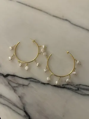 Pearl Hoop Earrings dance night