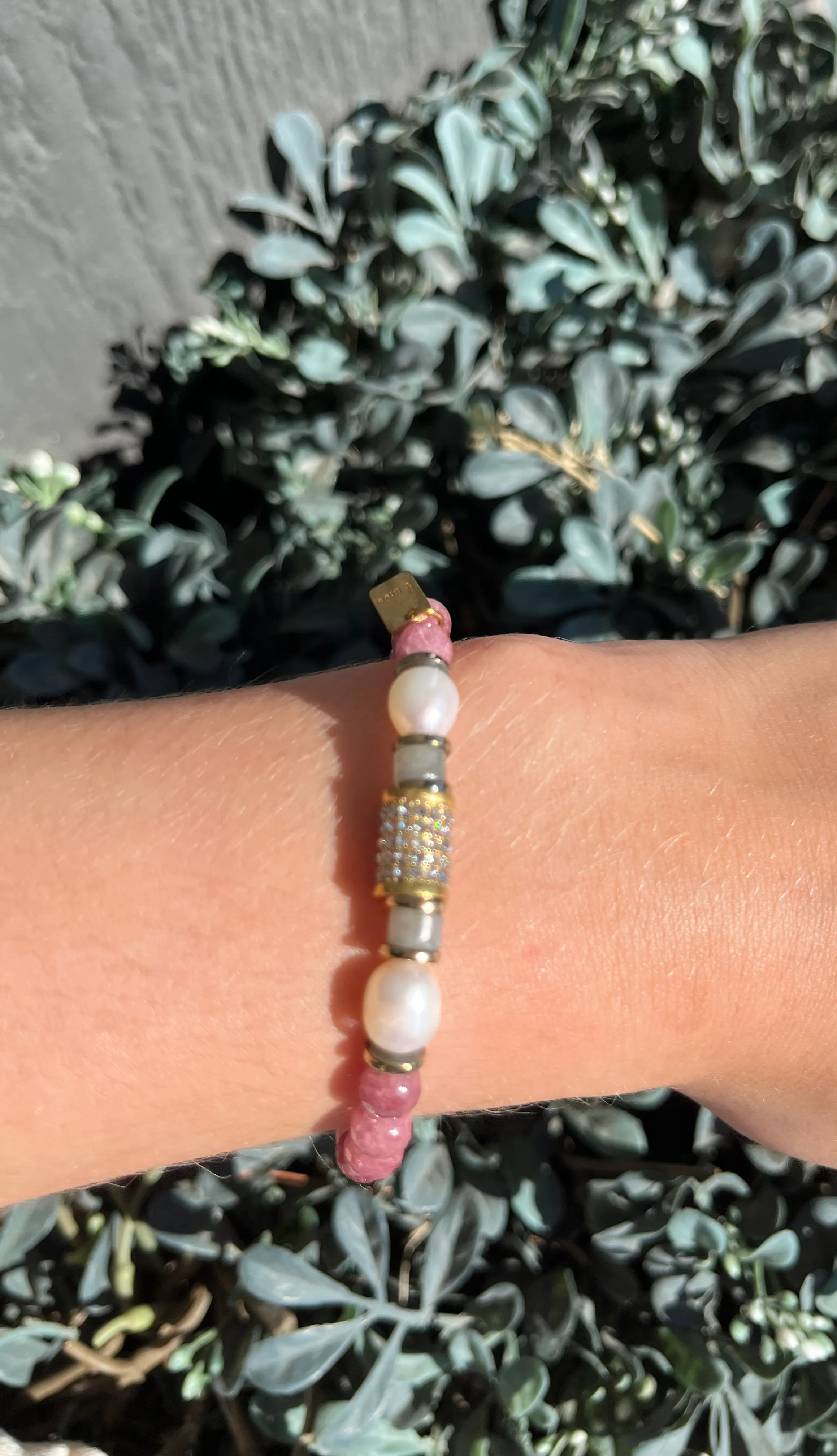 Pink And Pearl Bracelet subtle accent