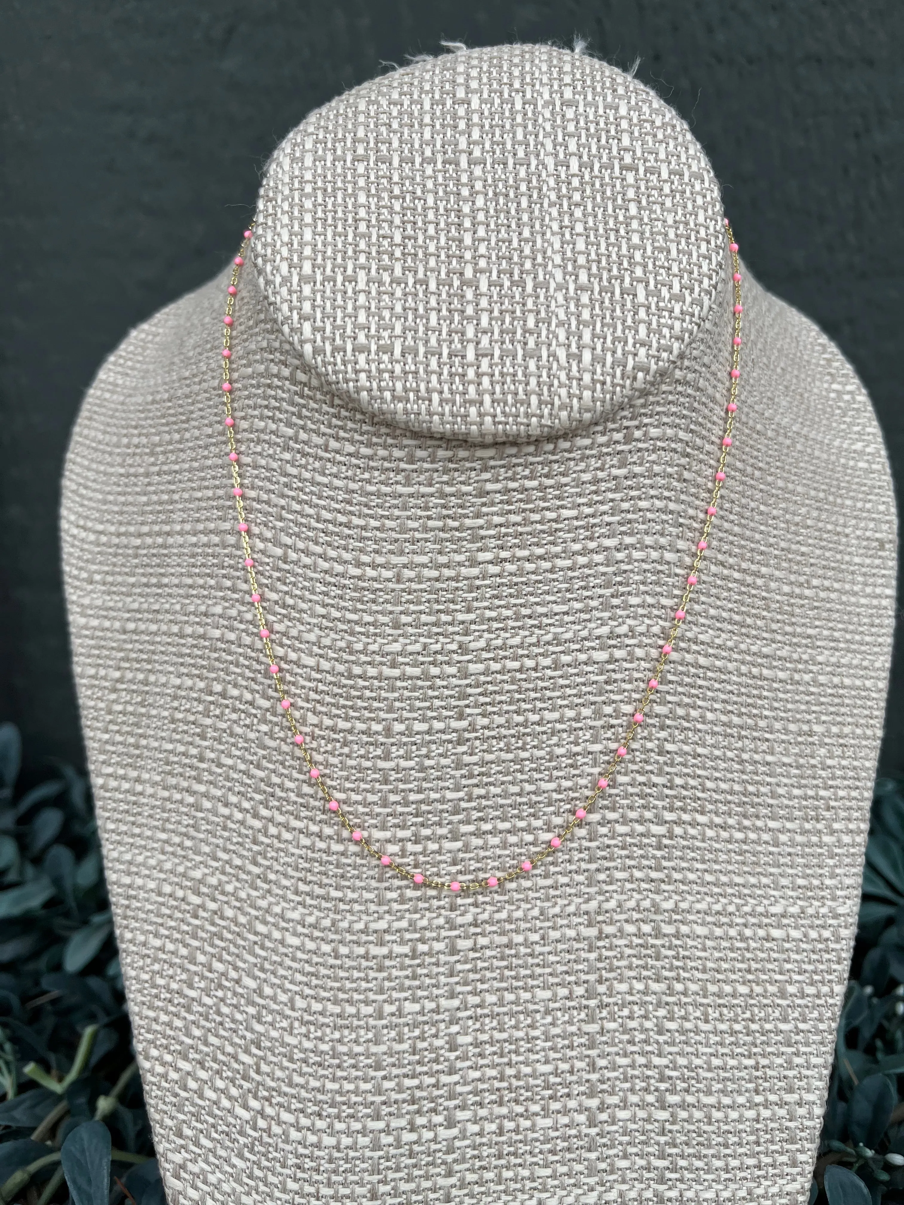 Pink Beaded Necklace Everyday Essential