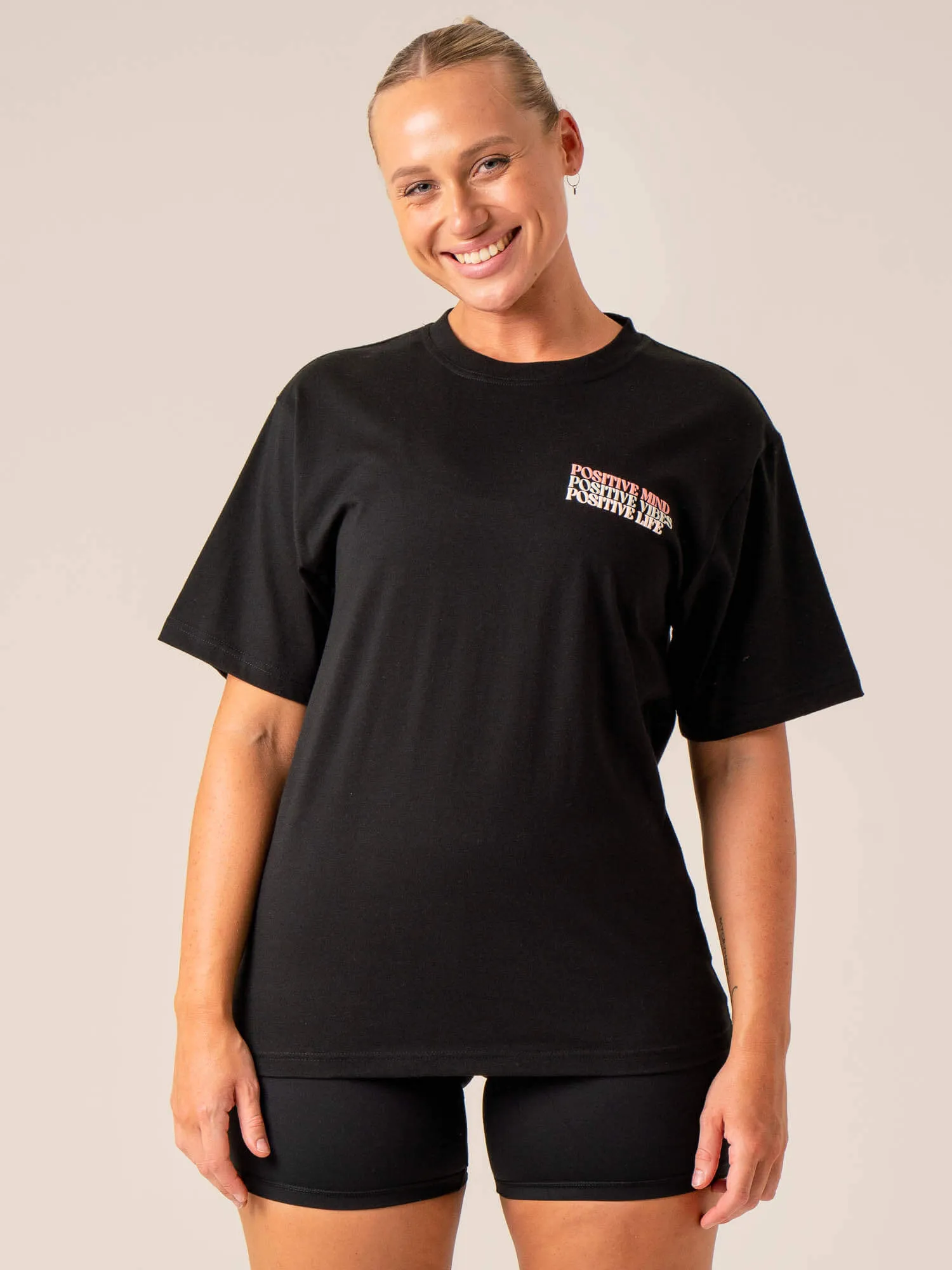Positive Vibes T-Shirt - Black beach day