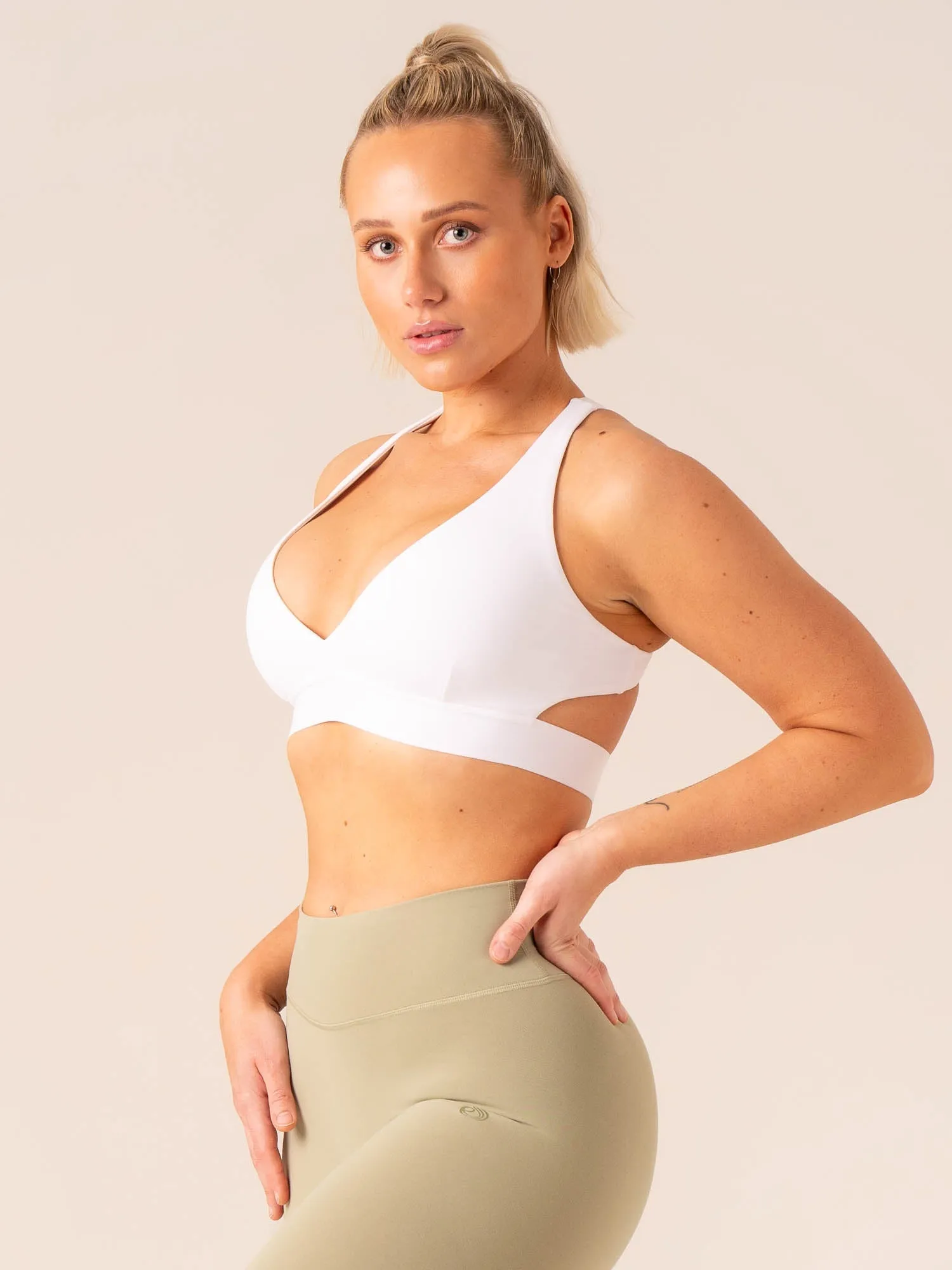 Prime Sports Bra - White Slip Guard