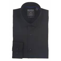 Proper Slim Fit Regular Cuff Pure Cotton Wrinkle Free Shirt - P720TTSR - Black Sport tech