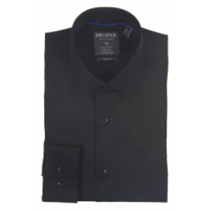 Proper Slim Fit Regular Cuff Pure Cotton Wrinkle Free Shirt - P720TTSR - Black Sport tech