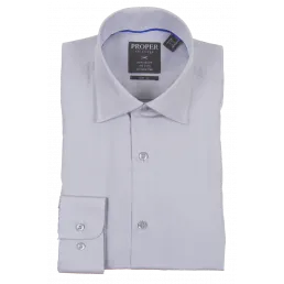 Proper Slim Fit Regular Cuff Pure Cotton Wrinkle Free Shirt - P720TTSR - Gray Elastic fabric