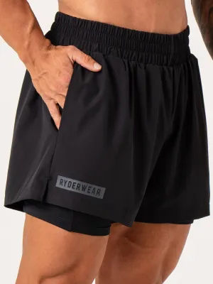 Pursuit 2 In 1 Training Shorts - Black moisture wicking