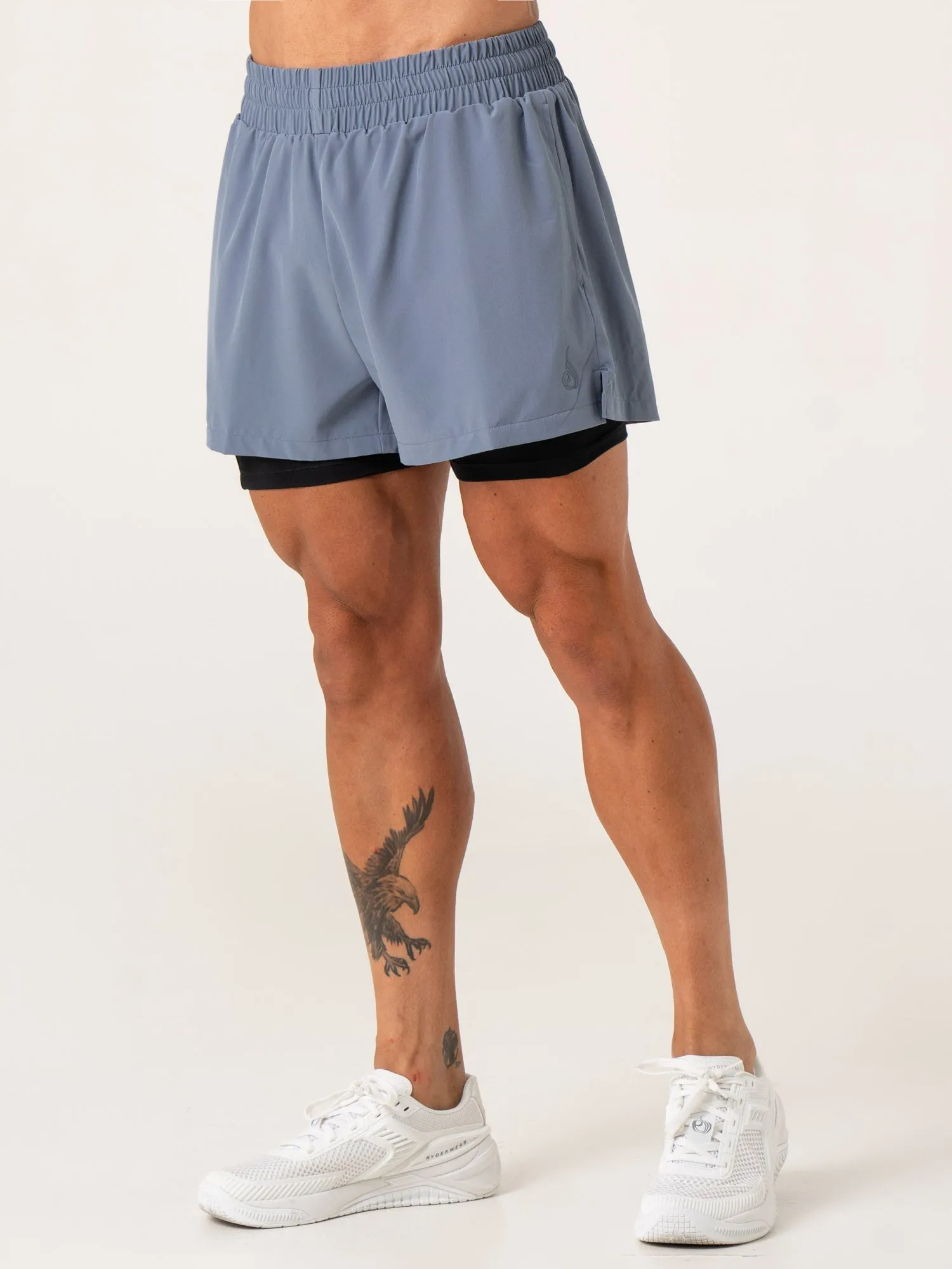 Pursuit 2 In 1 Training Shorts - Denim Blue body focus