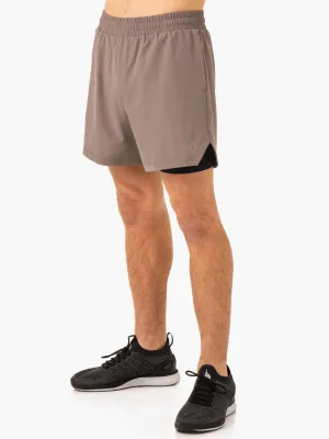 Pursuit 2 In 1 Training Shorts - Taupe outdoor adventure