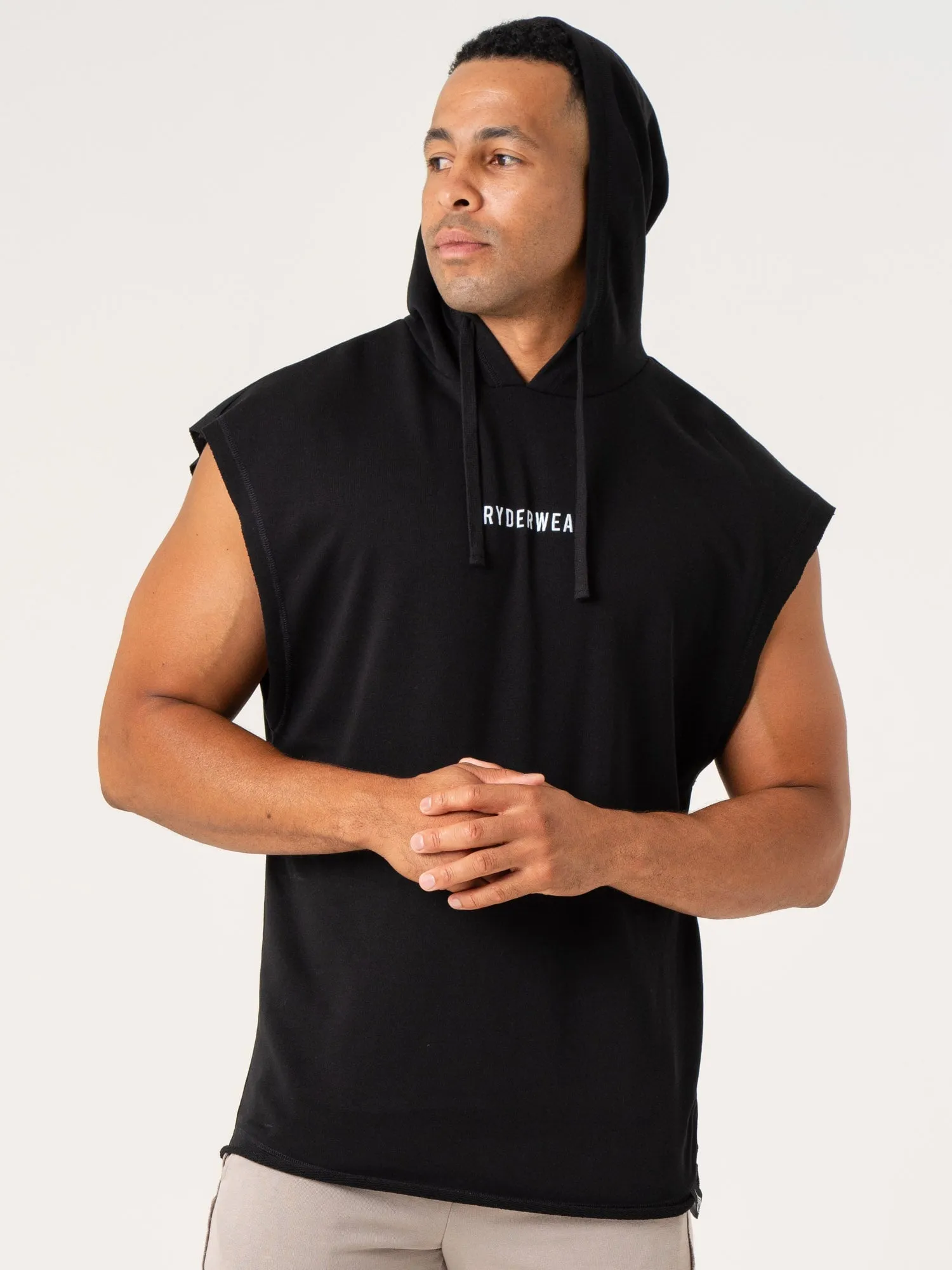 Pursuit Fleece Sleeveless Hoodie - Black trendy look