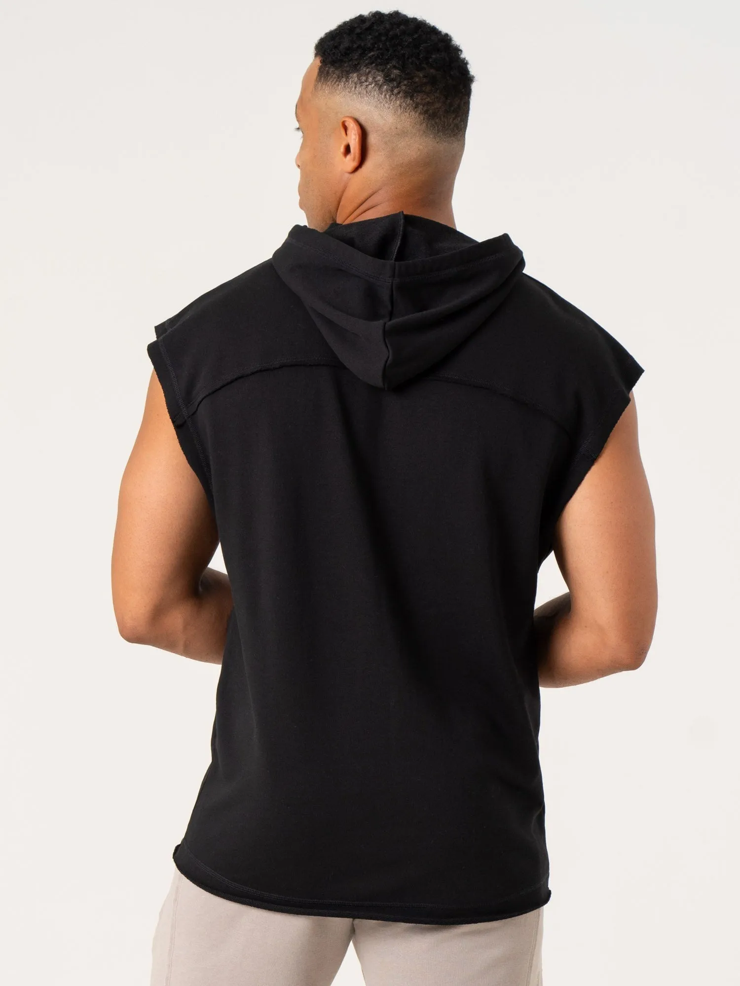 Pursuit Fleece Sleeveless Hoodie - Black fitness trend