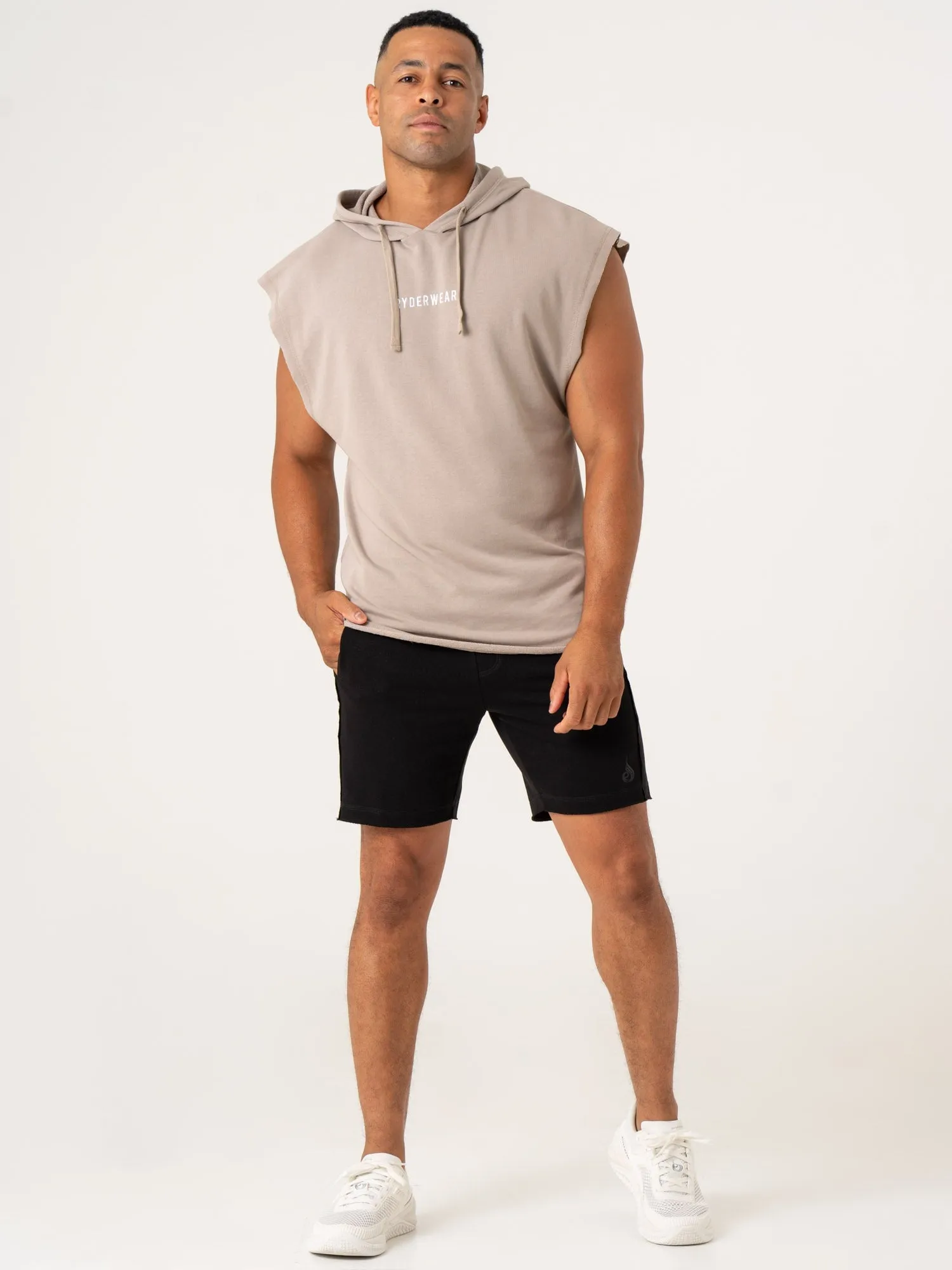 Pursuit Fleece Sleeveless Hoodie - Taupe multi color trend