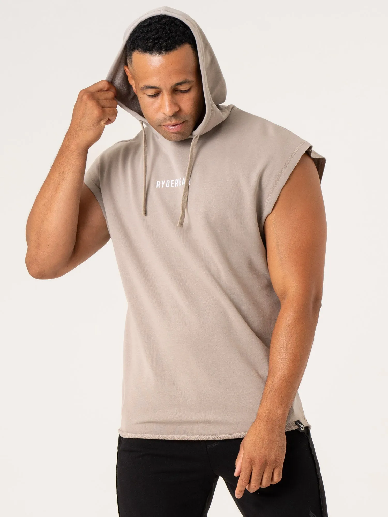 Pursuit Fleece Sleeveless Hoodie - Taupe vital motion