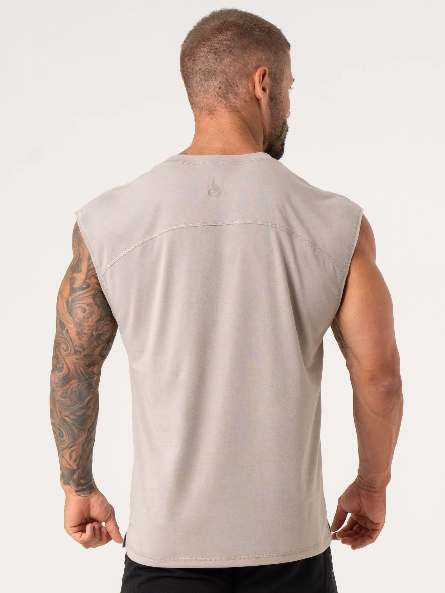 Pursuit Muscle Tank - Taupe flexible stretch