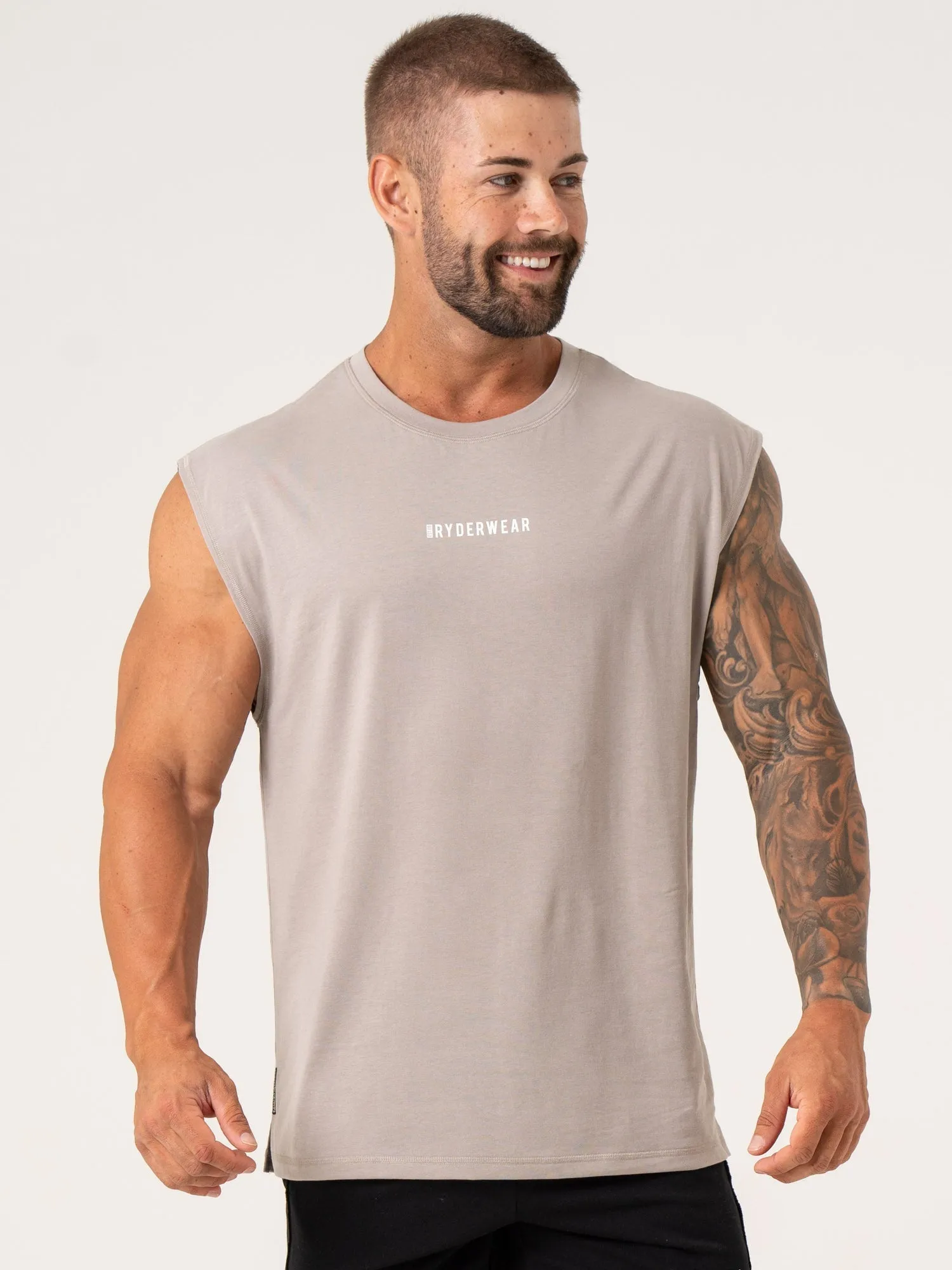 Pursuit Muscle Tank - Taupe youth energy