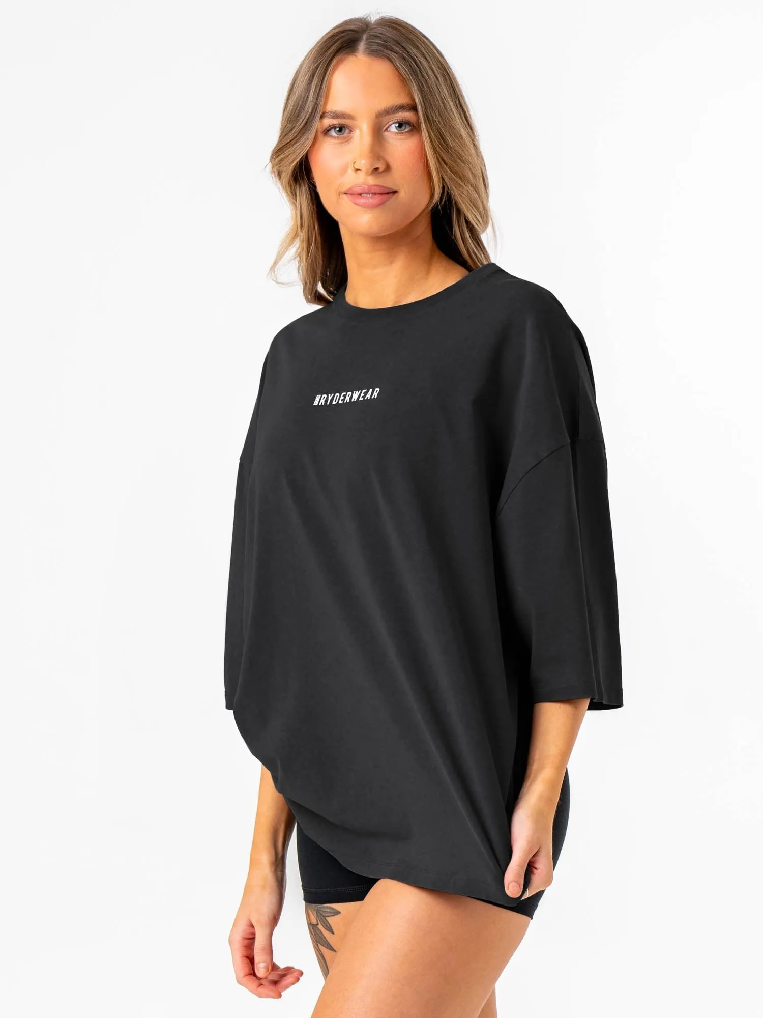 Pursuit Oversized T-Shirt - Black Stonewash graphic design
