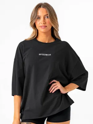 Pursuit Oversized T-Shirt - Black Stonewash detailed care
