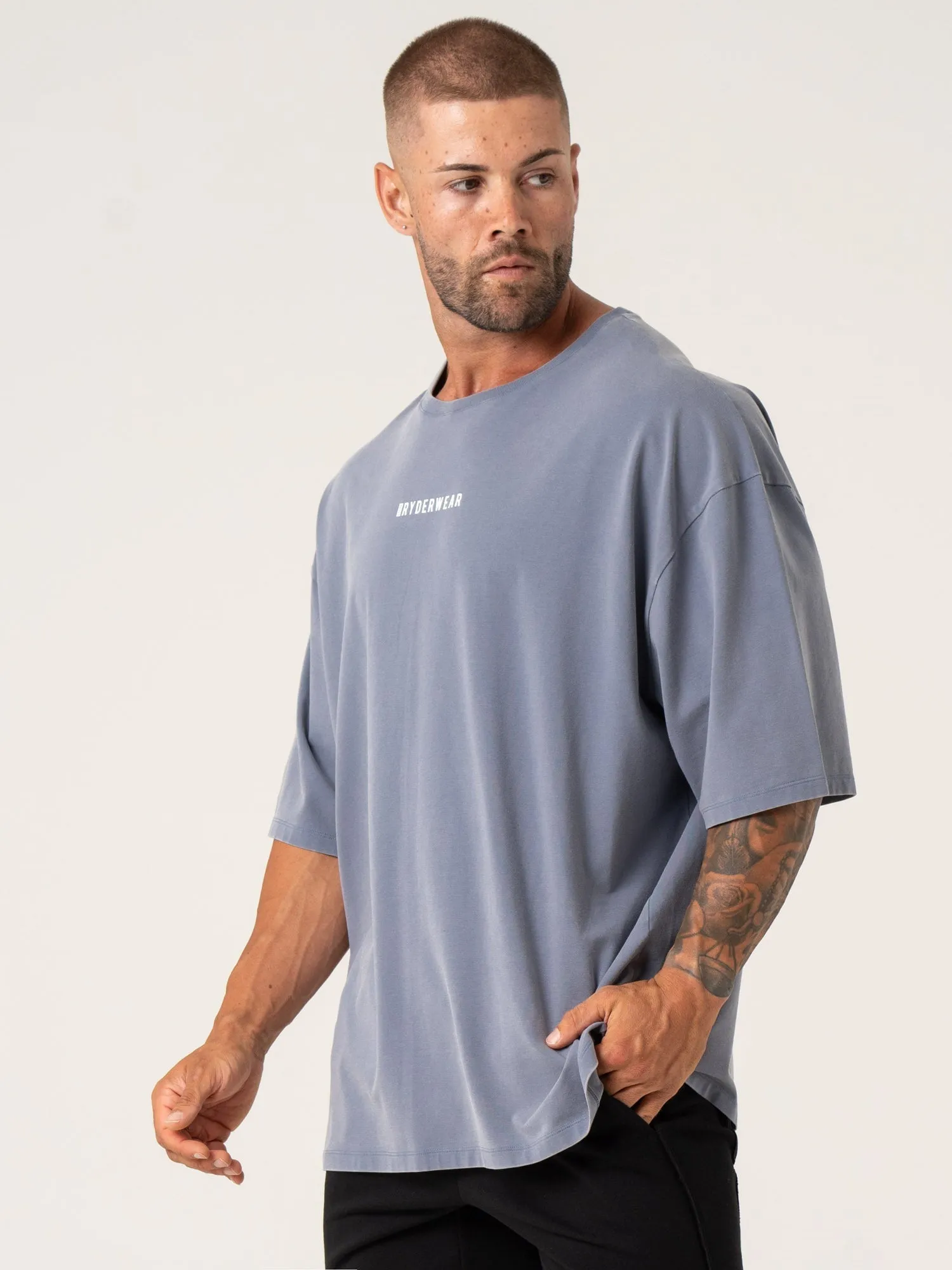 Pursuit Oversized T-Shirt - Denim Blue Stonewash streetwear trend