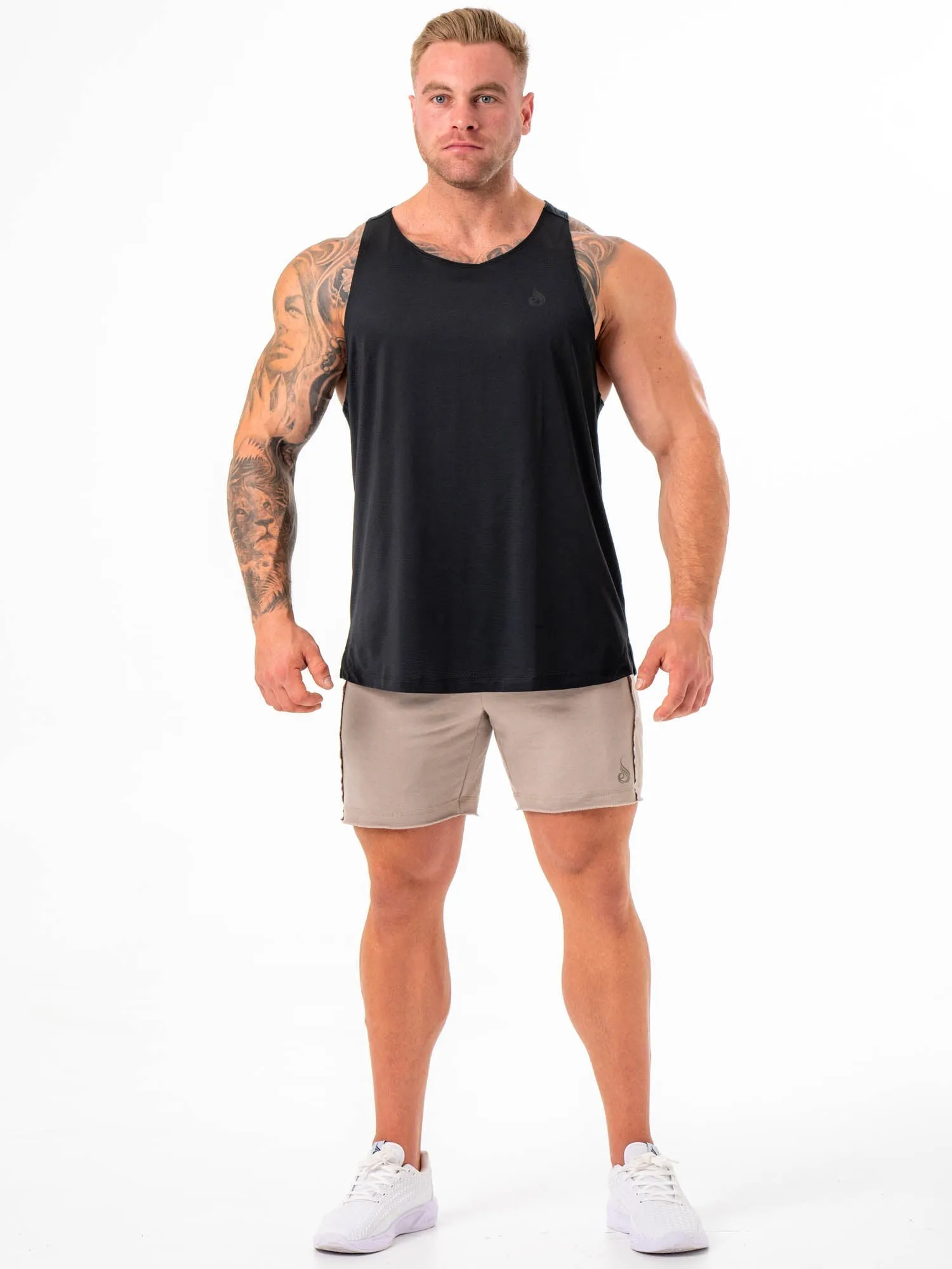 Pursuit Track Shorts - Taupe reflective detail