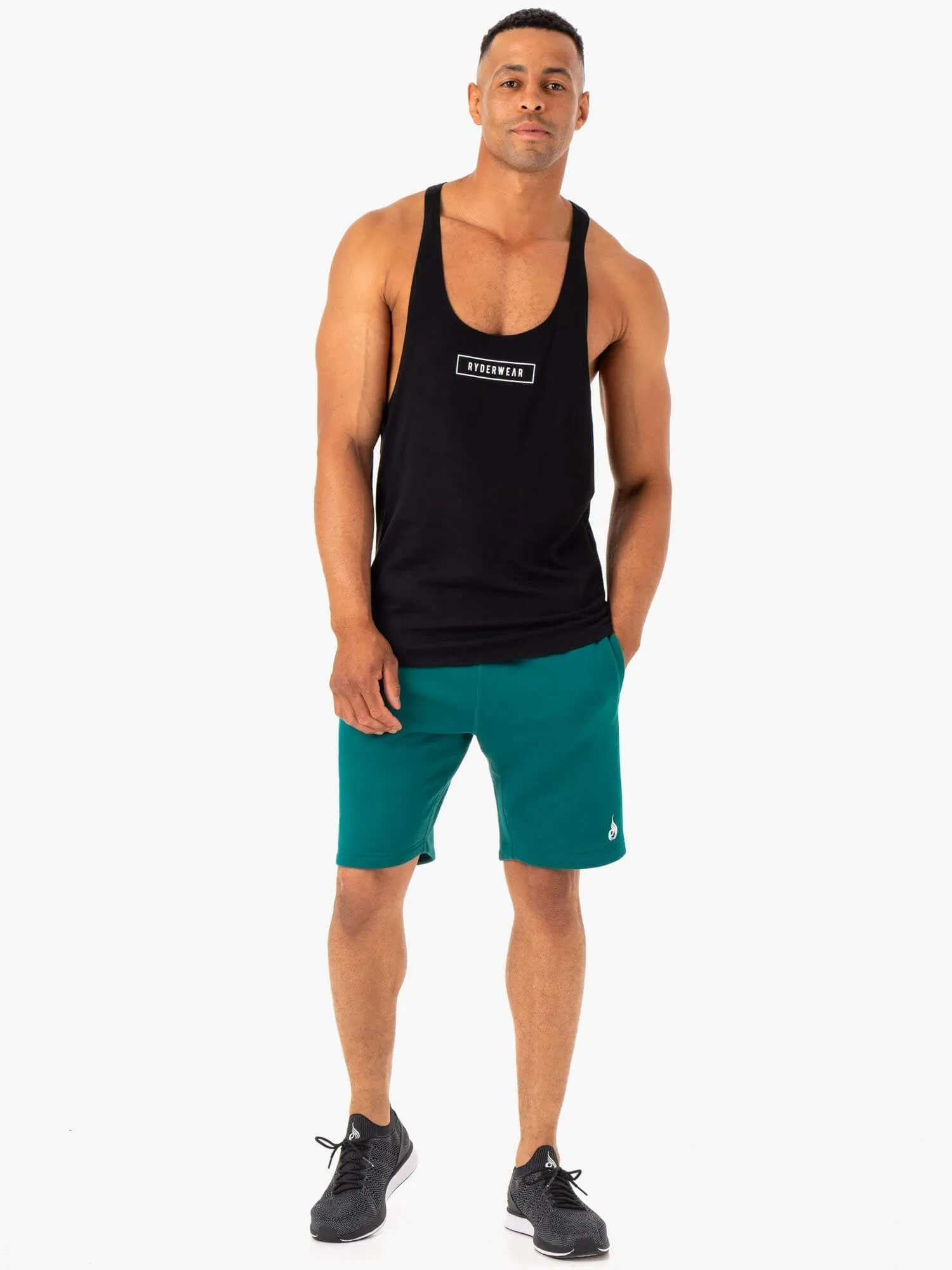 Recharge Track Short - Teal compression fabric