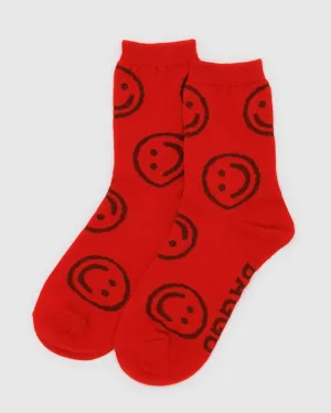 Red Happy Crew Socks from BAGGU Winter Warm