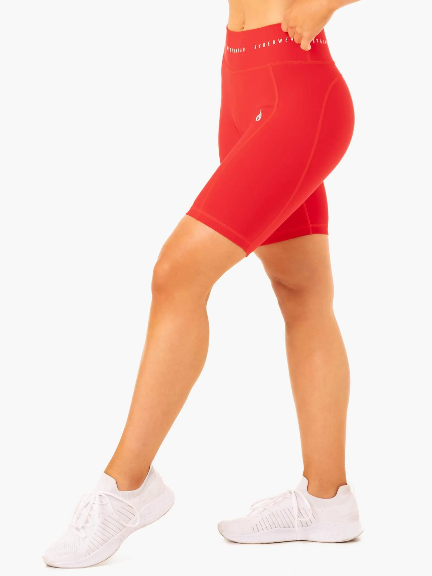 Reflex High Waisted Bike Shorts - Red fast drying