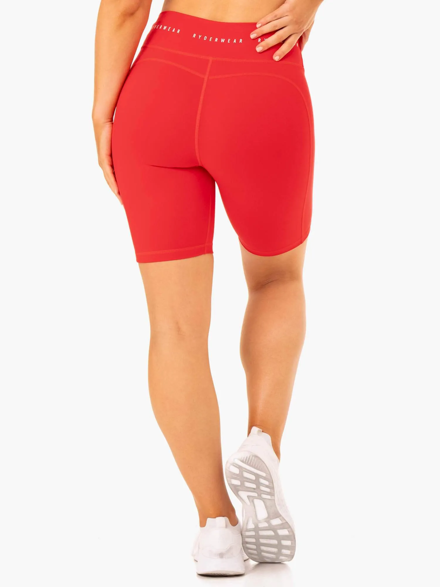 Reflex High Waisted Bike Shorts - Red body movement